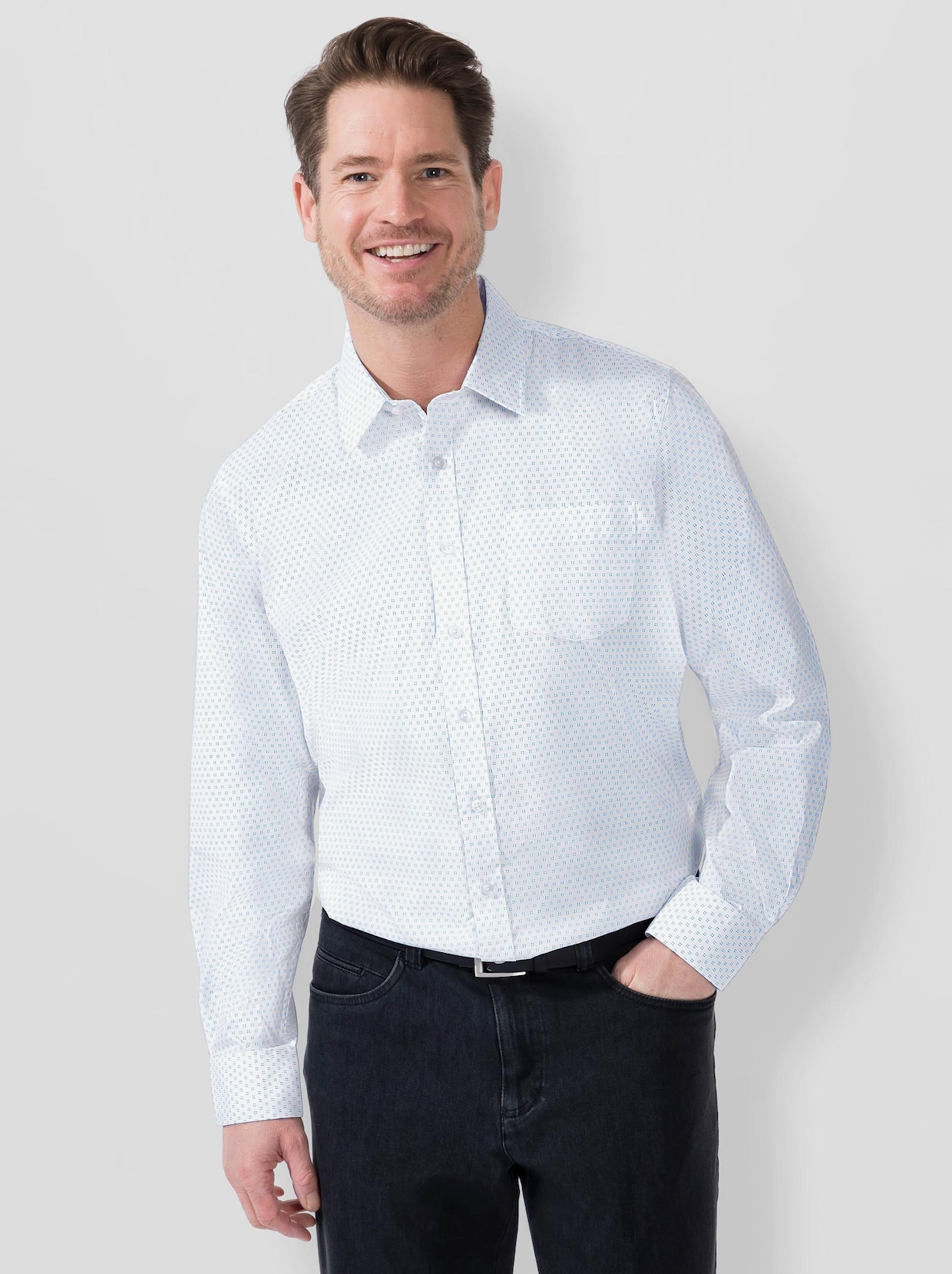 Marco Donati Hemd met lange mouwen - wit geprint