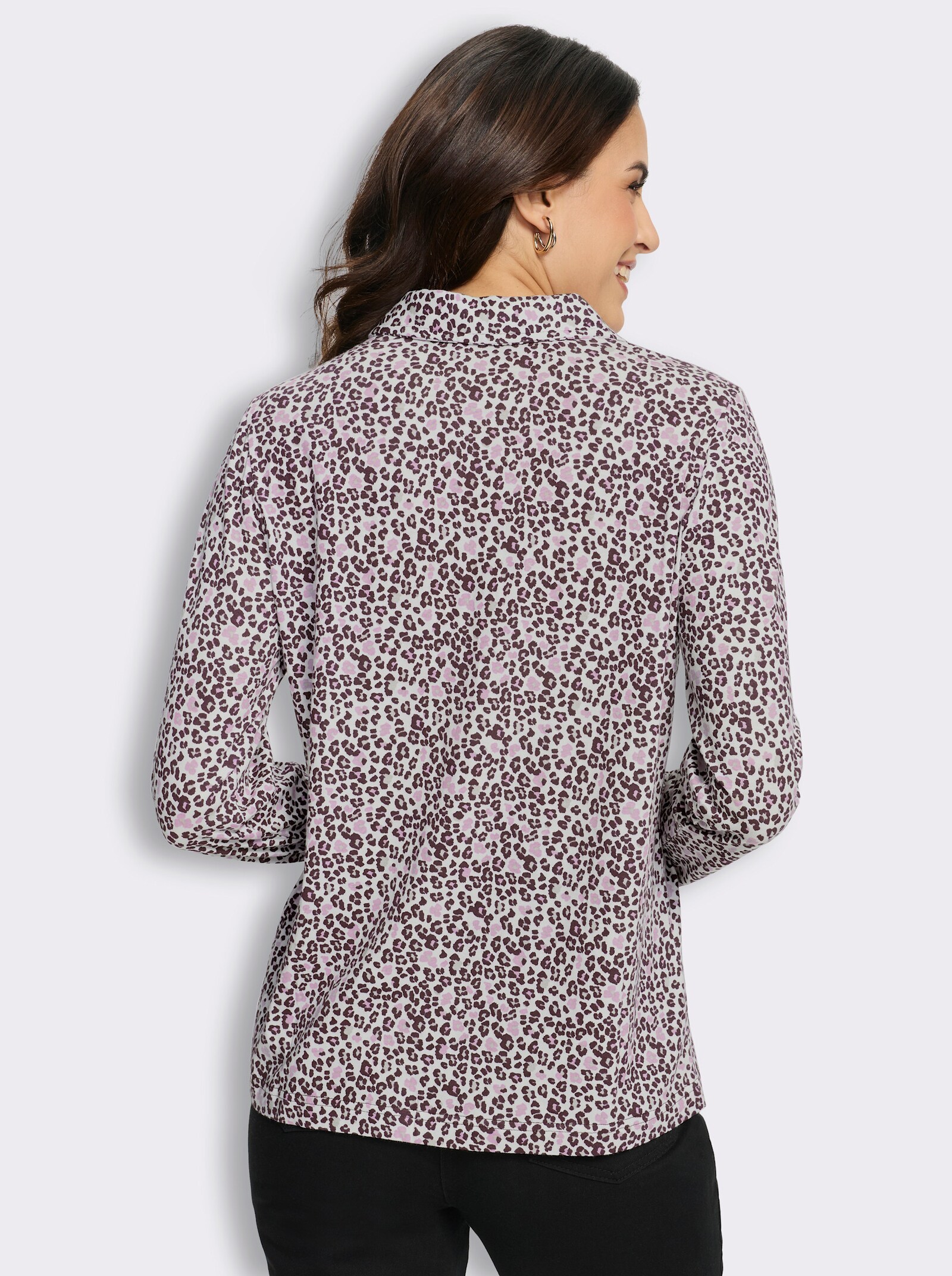 Print-Shirt mit offenem Hemdkragen - burgund-rosé-bedruckt
