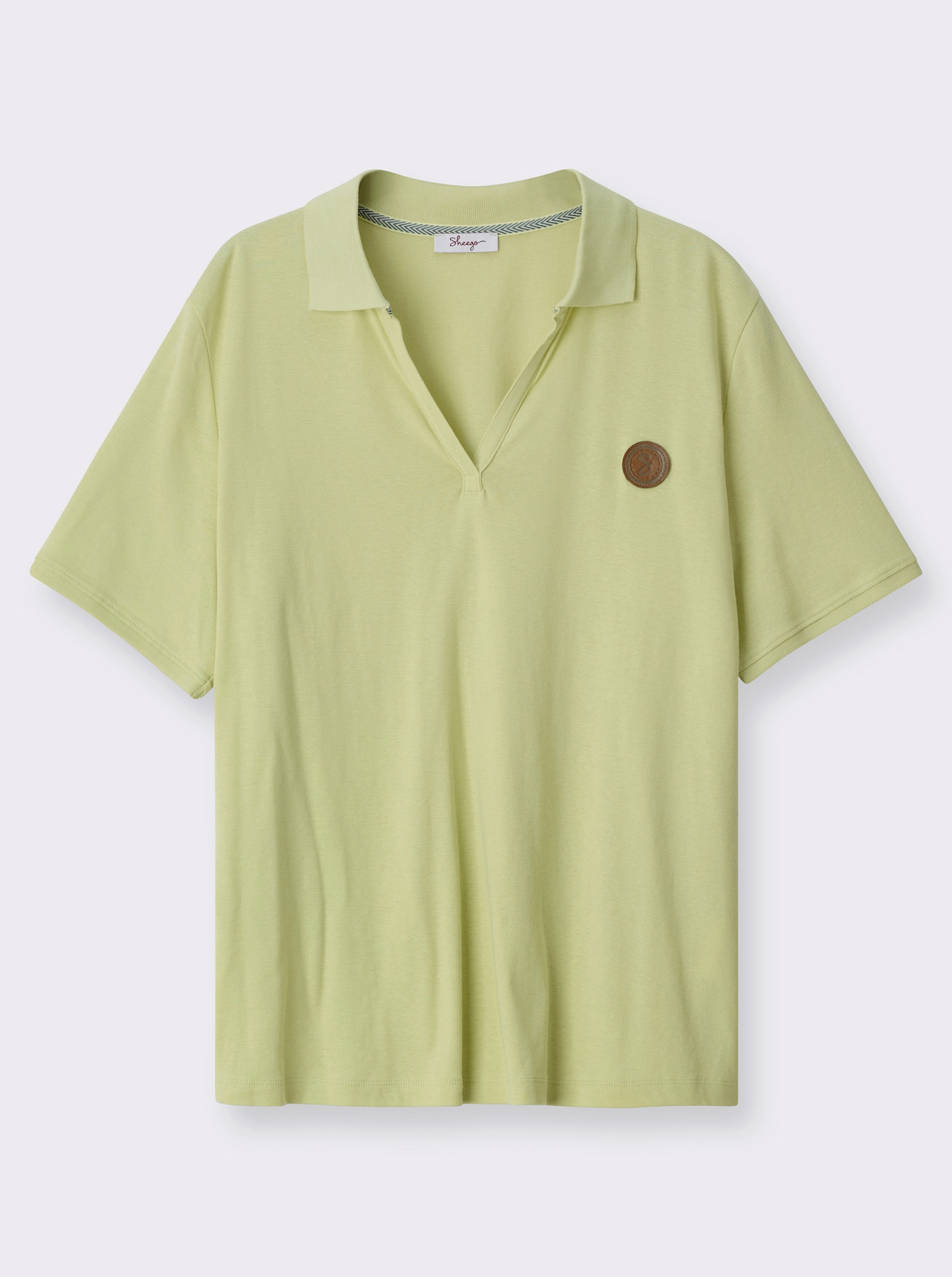 sheego Poloshirt met V-hals - pistache