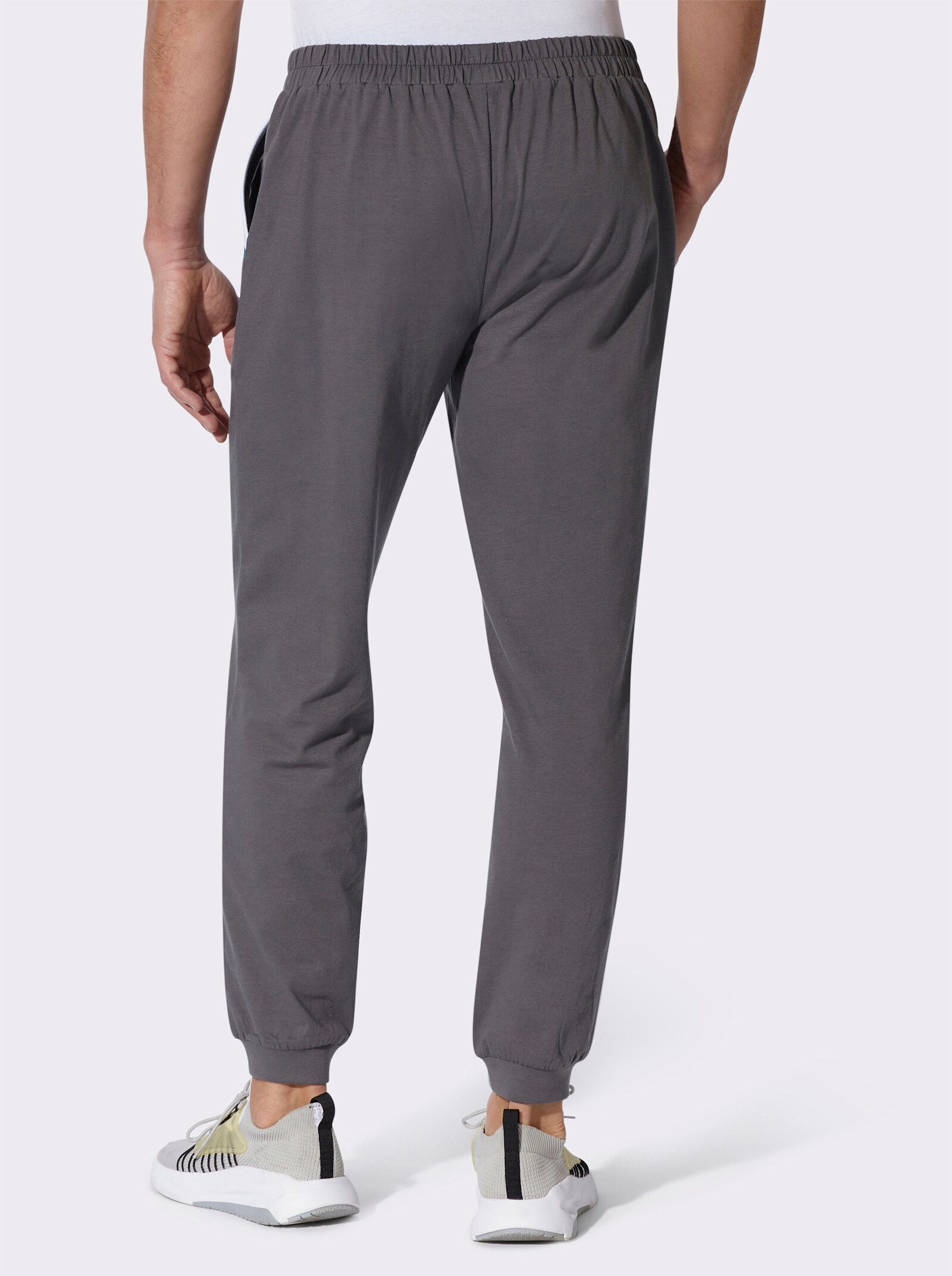 Freizeithose mit Kontrasteinsätzen - anthrazit