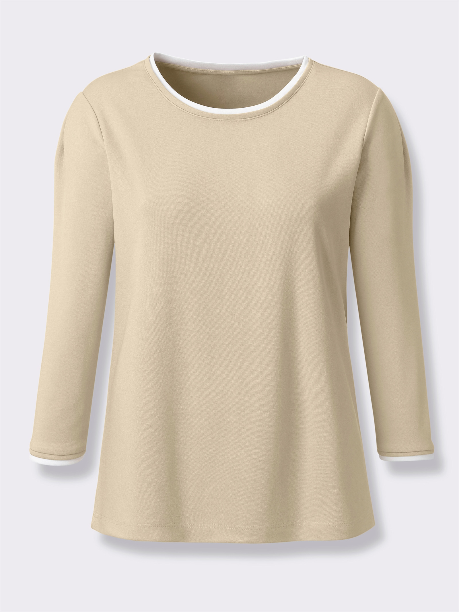 heine Langarmshirt mit Kontrast-Details - sand