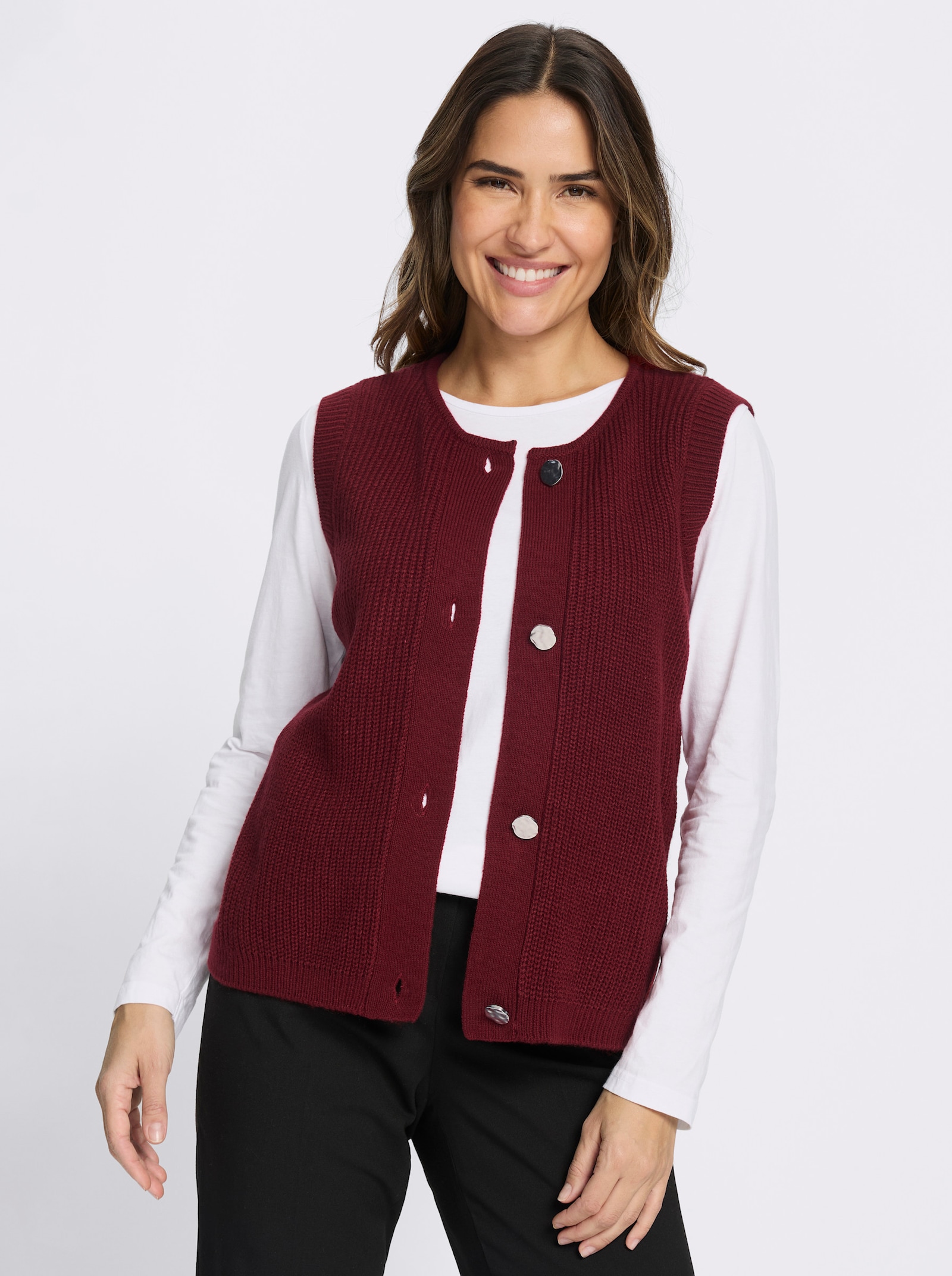 Strickweste in verkürzter Form - dunkelrot