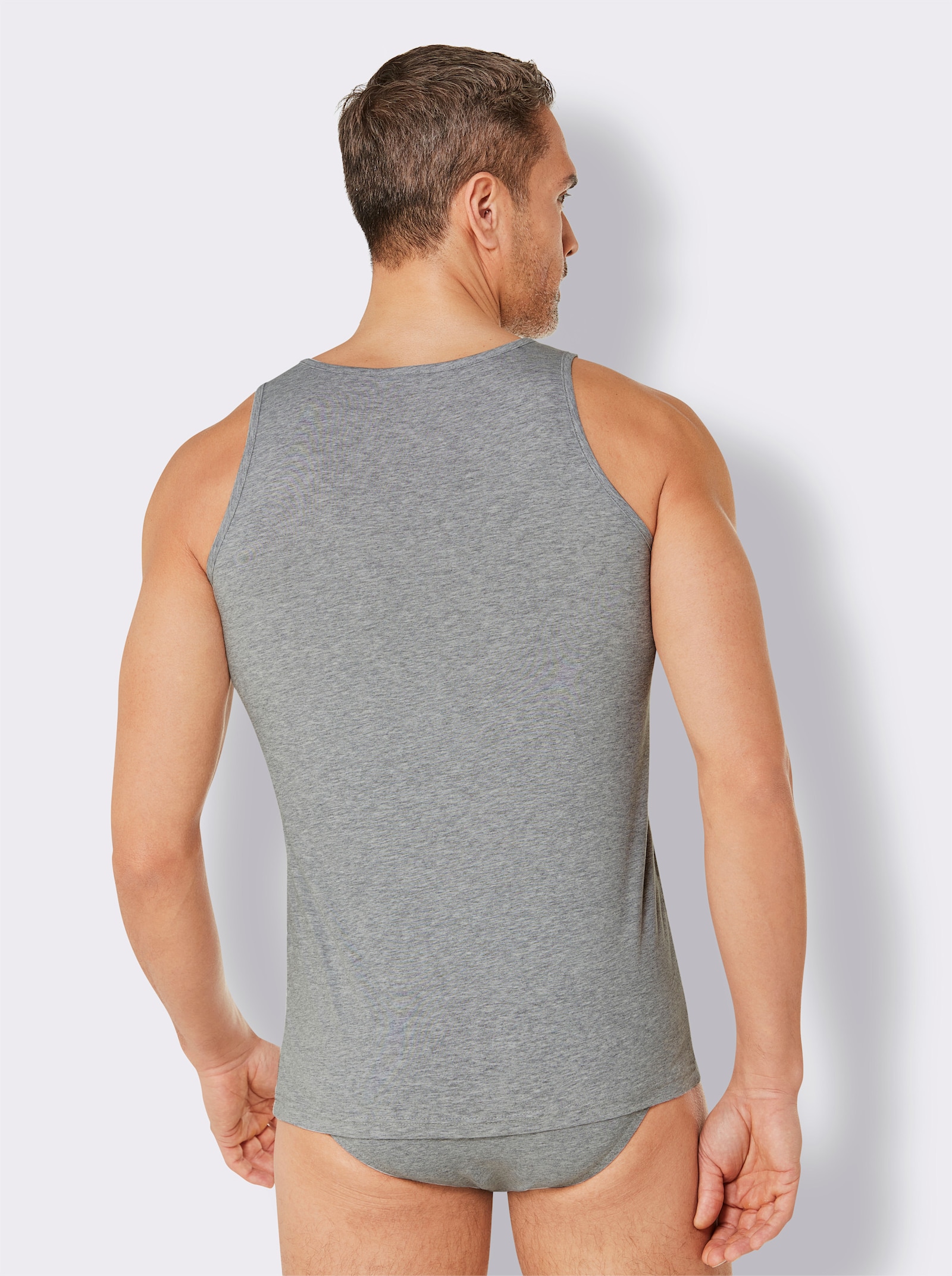 wäschepur men Onderhemd - mint + grijs gemêleerd