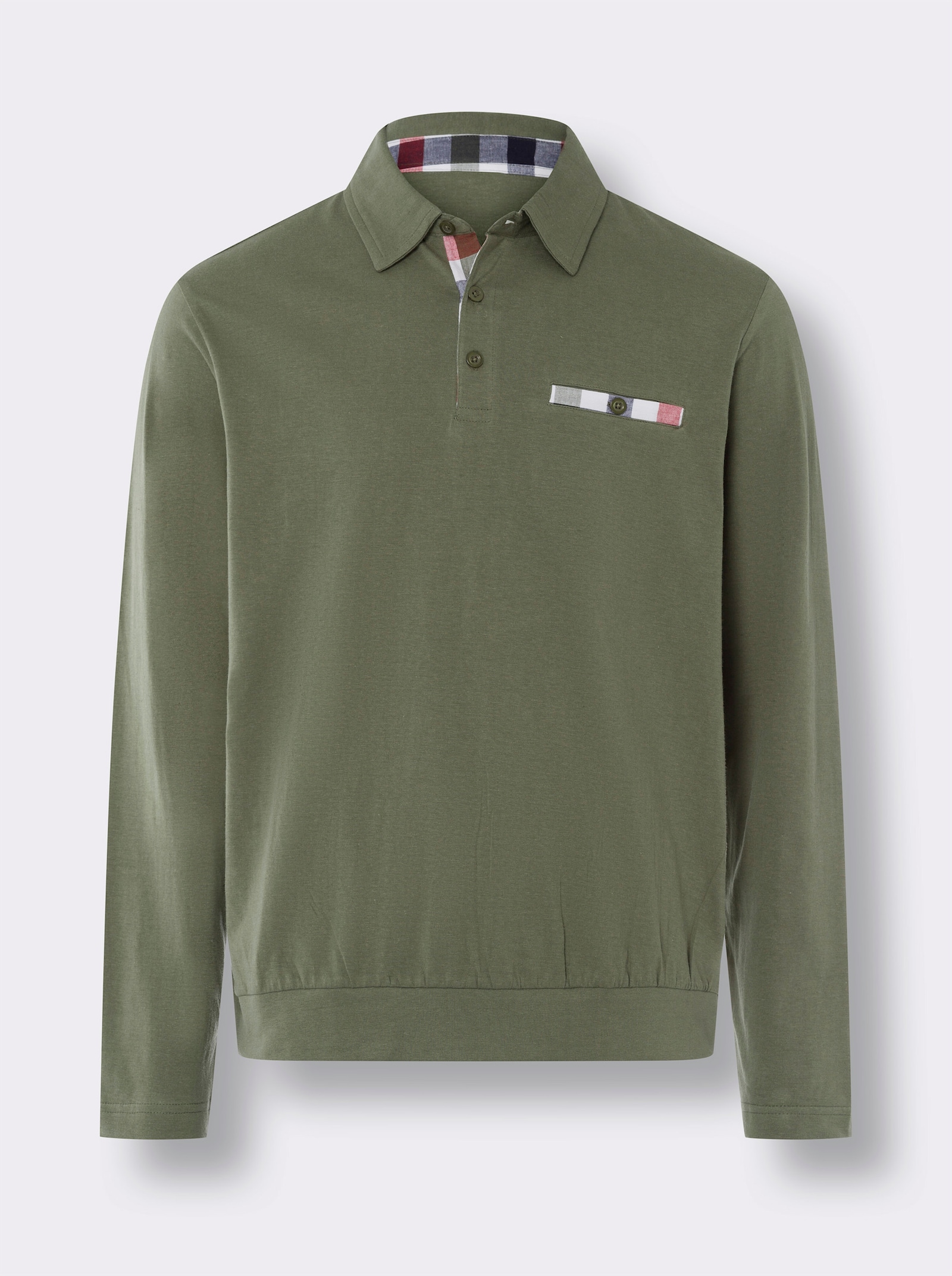 Langarm-Poloshirt - khaki
