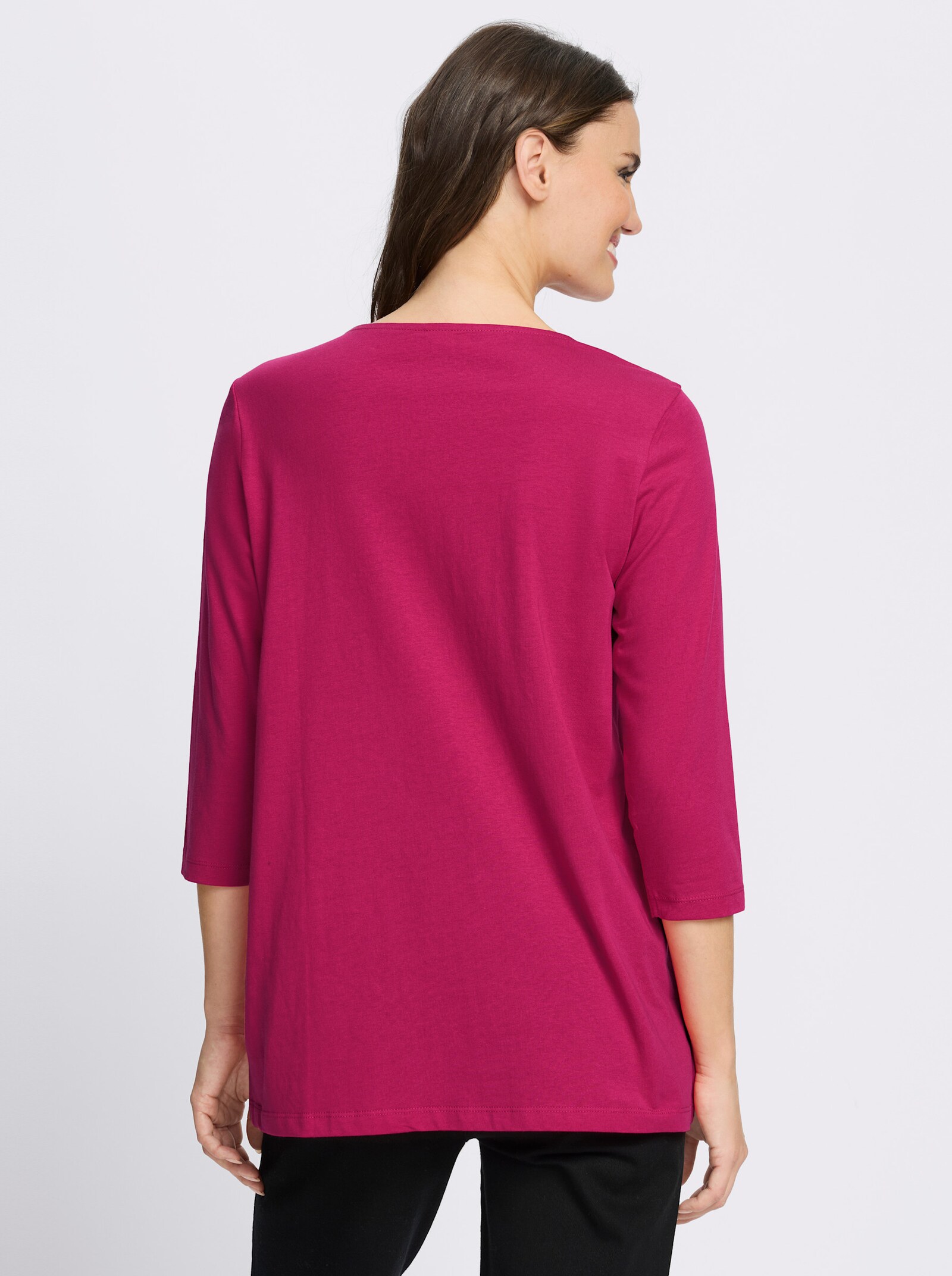 Longshirt mit Folien-Print vorne - pink-schwarz