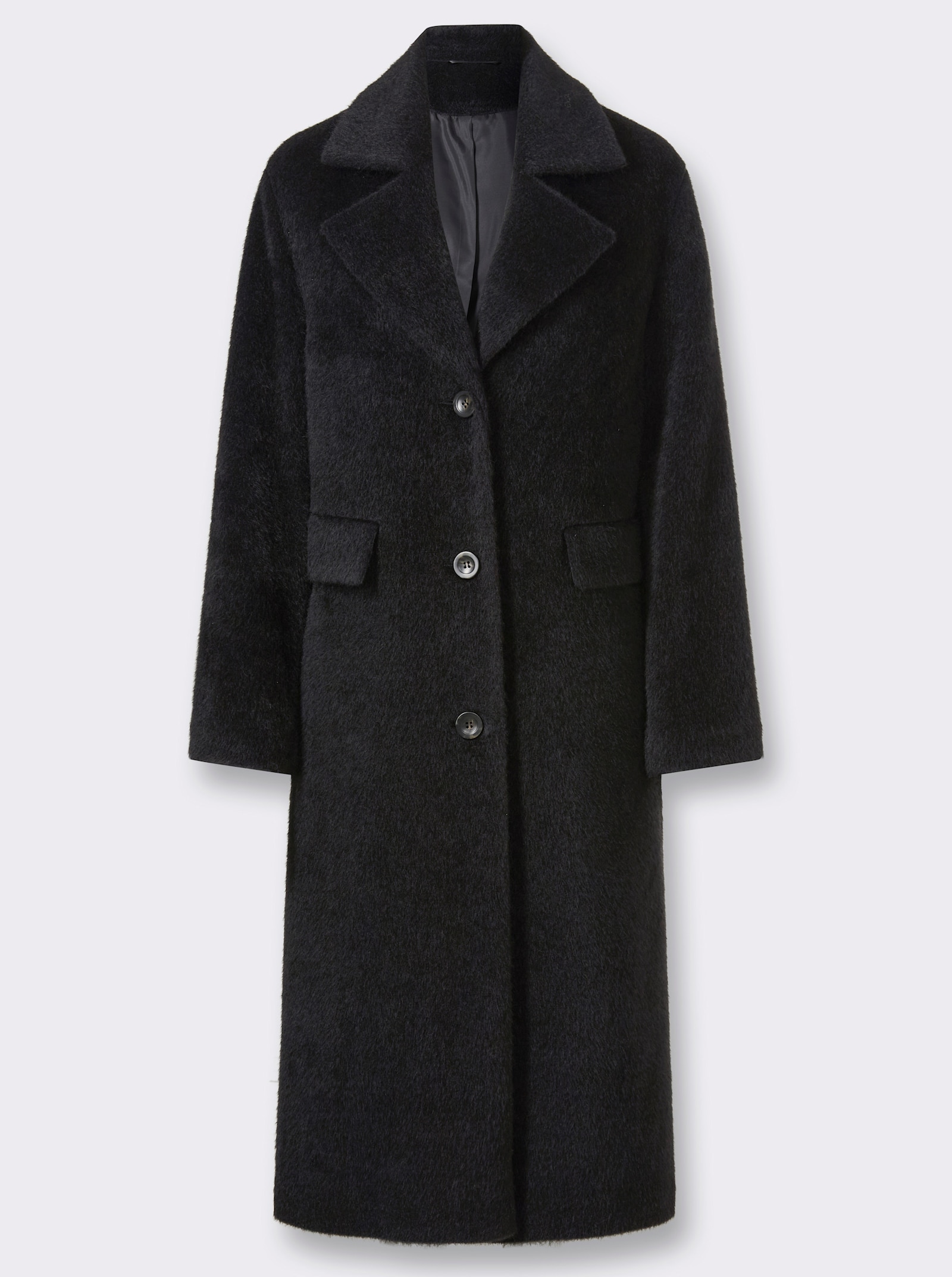 heine Wintermantel in flauschiger Optik - schwarz