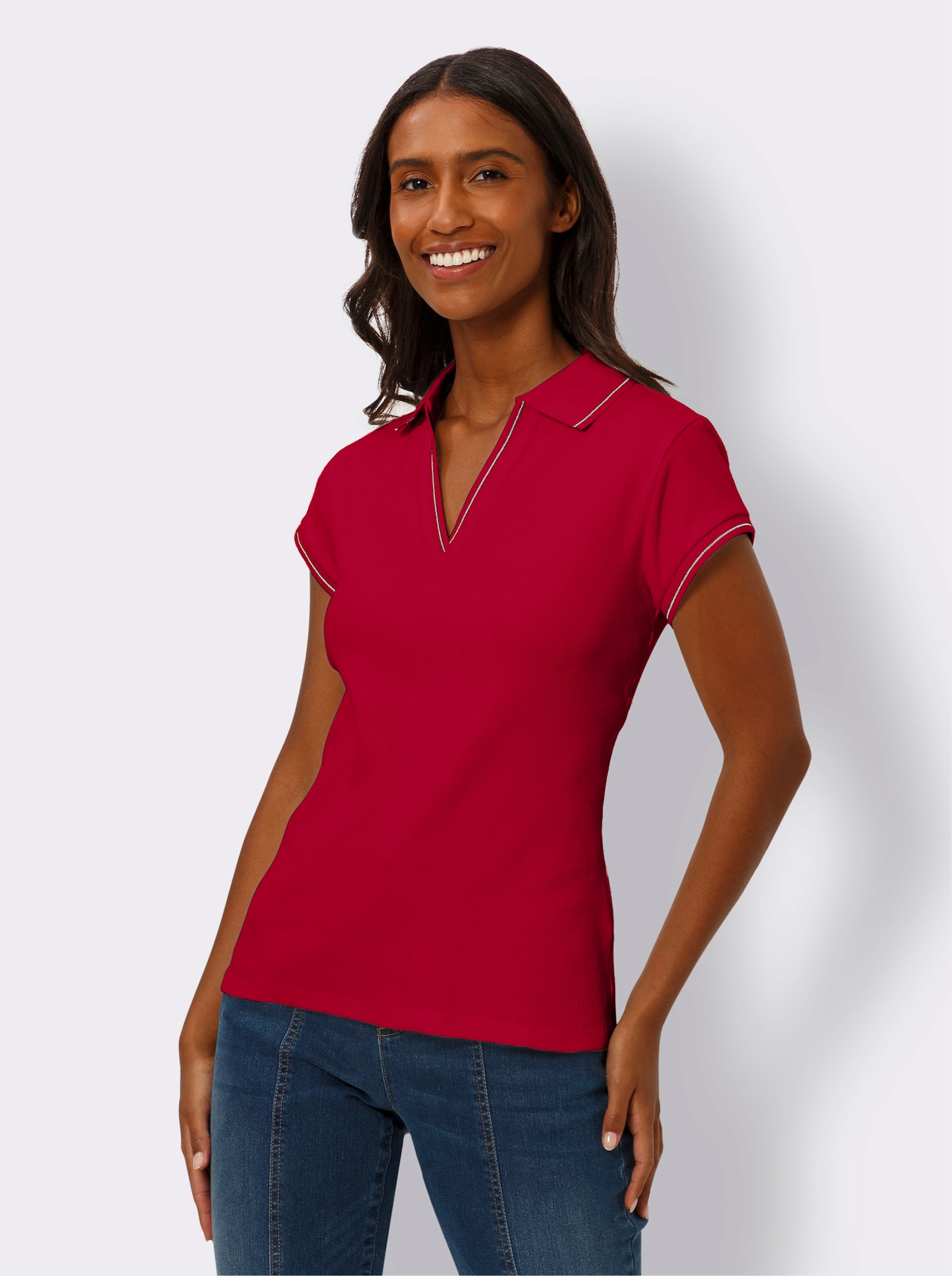 heine Poloshirt mit Ripp-Struktur - rot