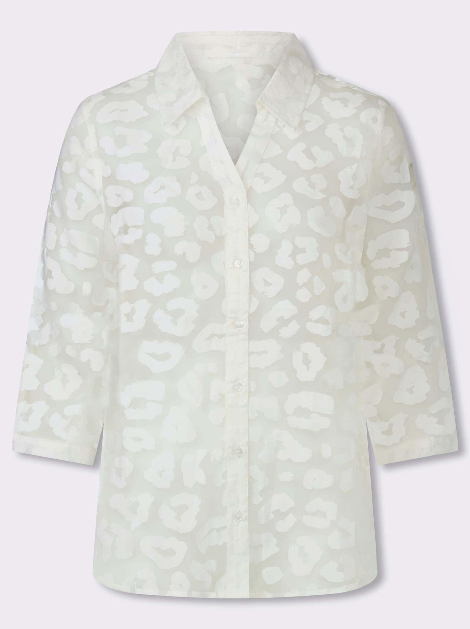Klassische Bluse mit Leo-Ausbrenner - ecru