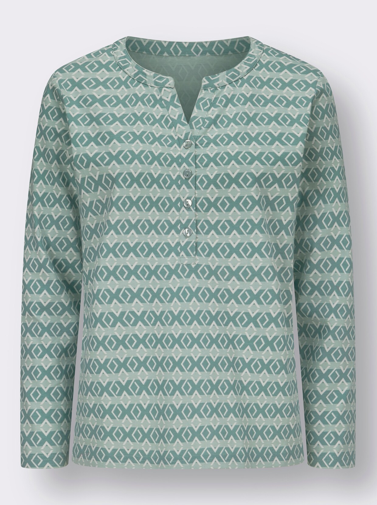 Shirt met lange mouwen - jade/ecru bedrukt