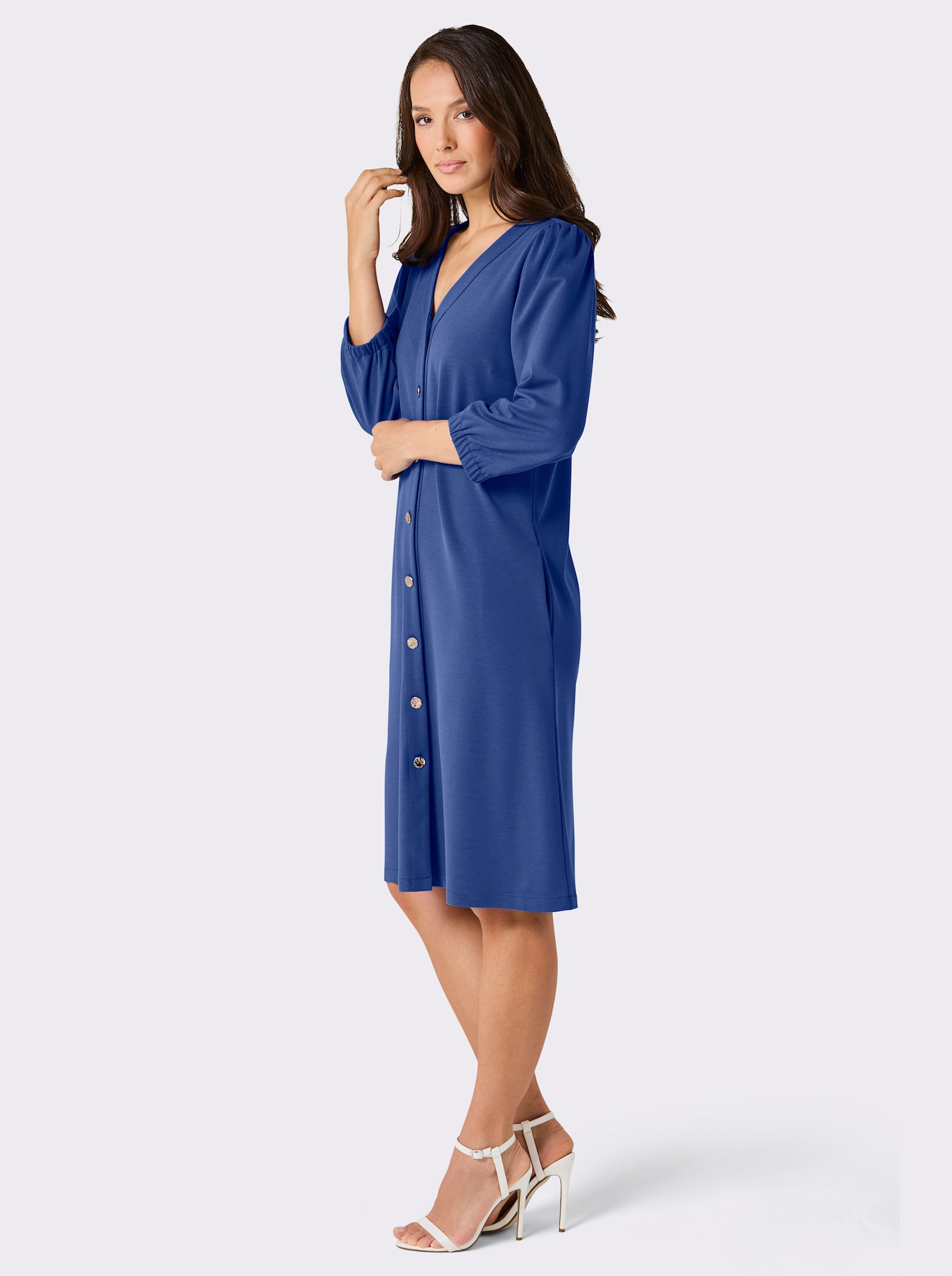 CREATION L PREMIUM A-Linien-Kleid mit edlem Seiden-Schimmer - royalblau