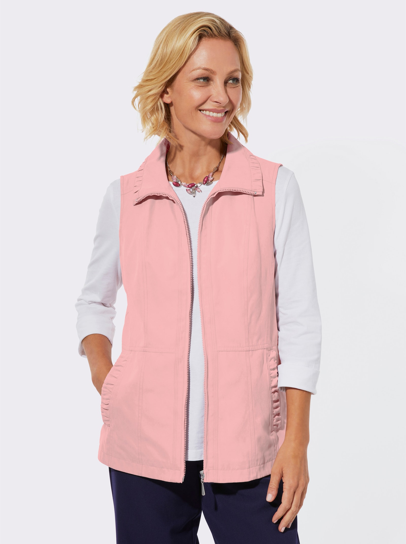 Gilet met rimpelingen - hortensia
