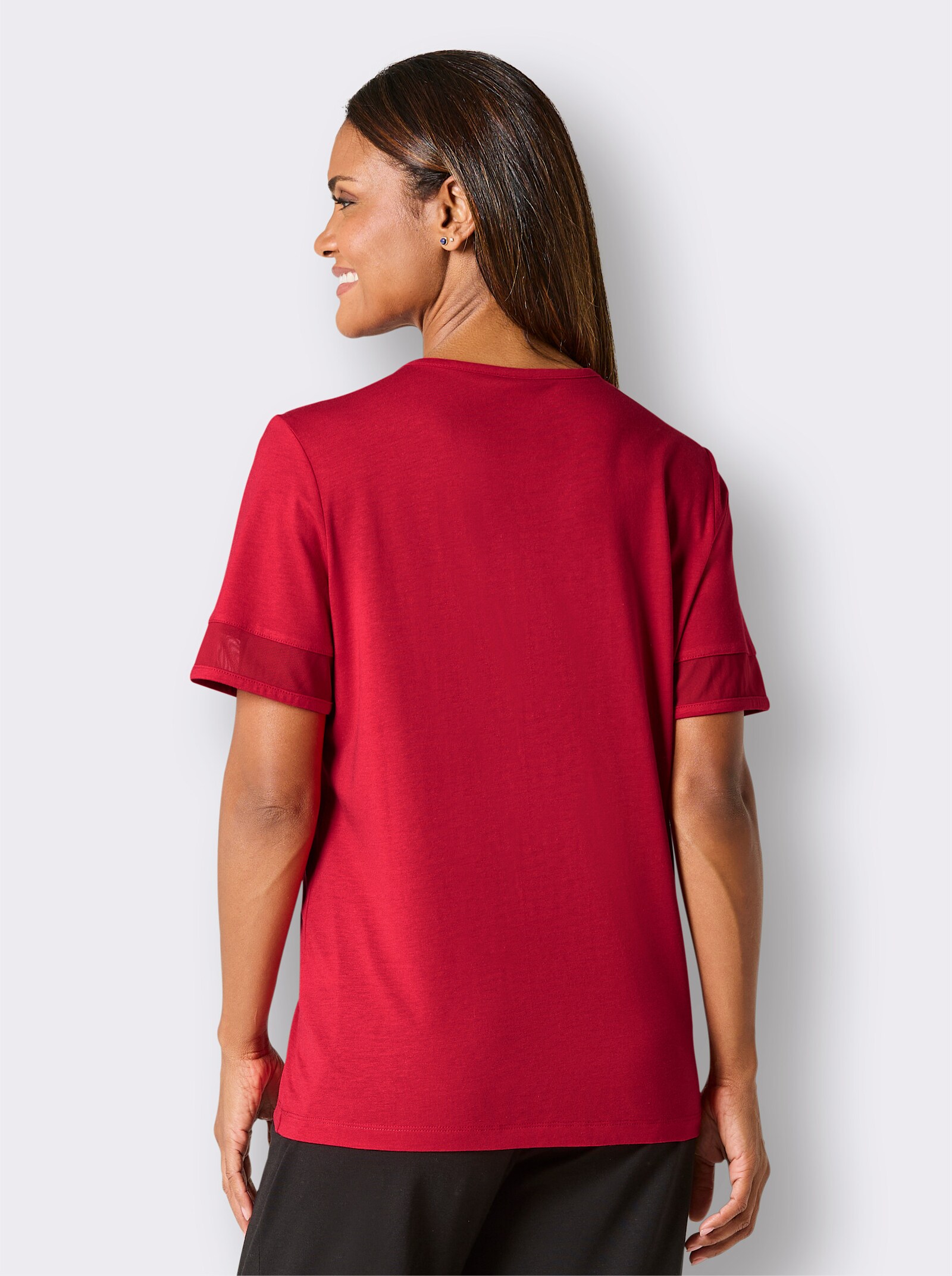 wäschepur Schlafanzugshirt mit V-Ausschnitt - rot