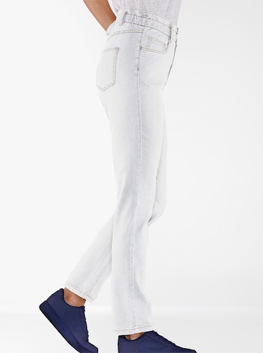 Jeans im Paperbag-Schnitt - weiss