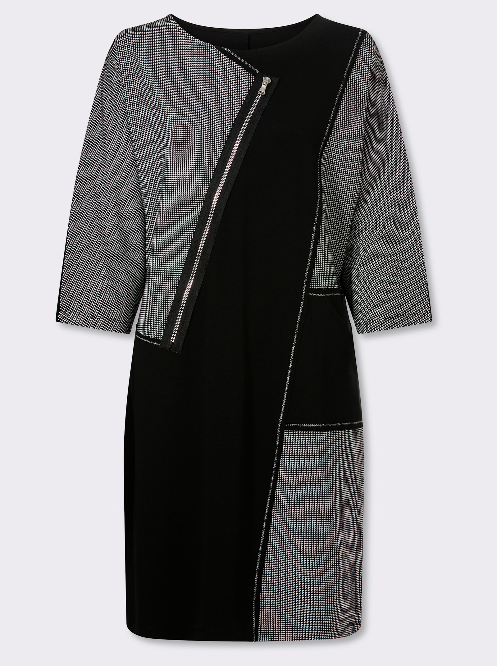 heine Webkleid mit Patch-Elementen - schwarz