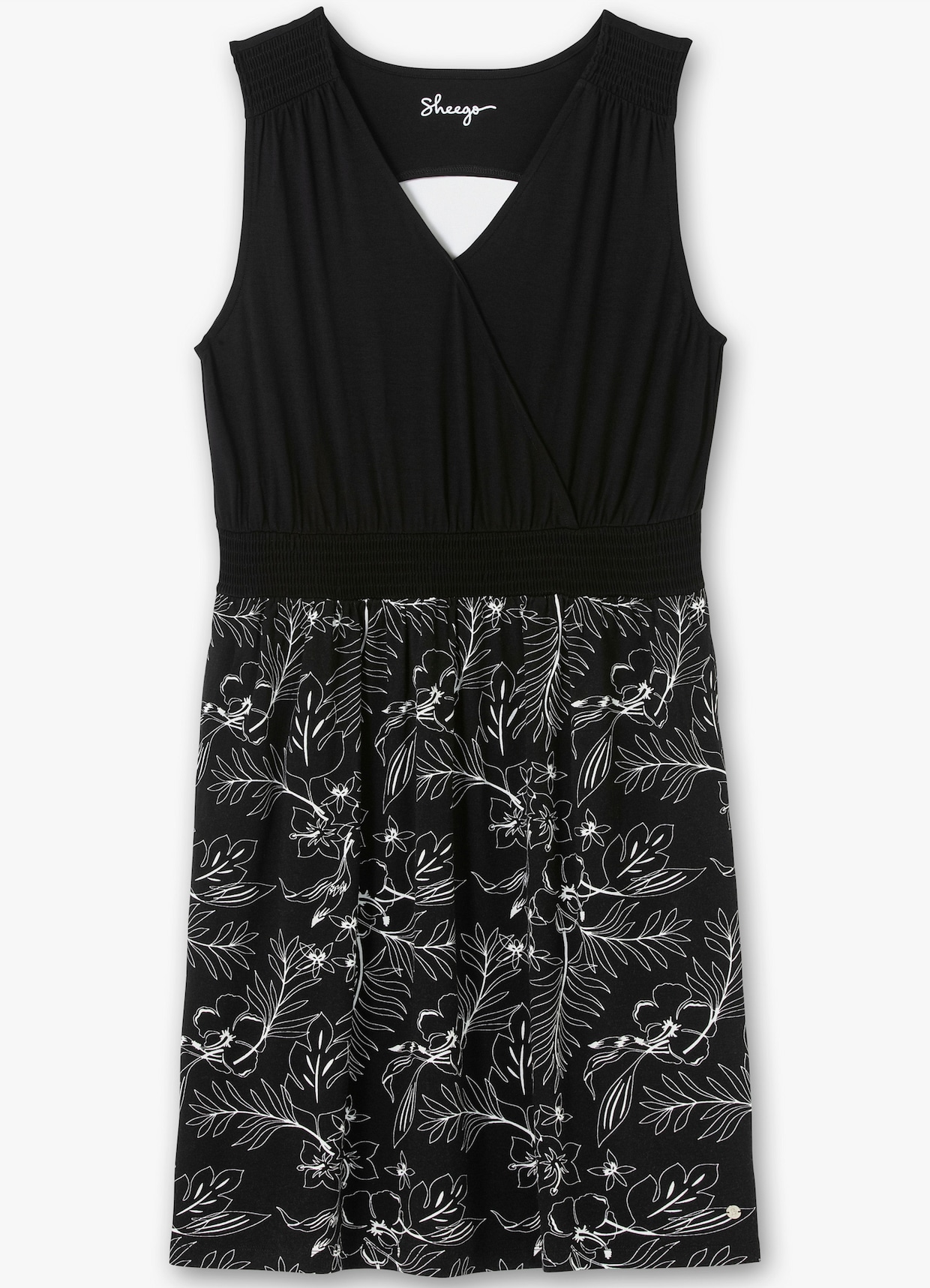 sheego Jersey jurk - zwart gedessineerd