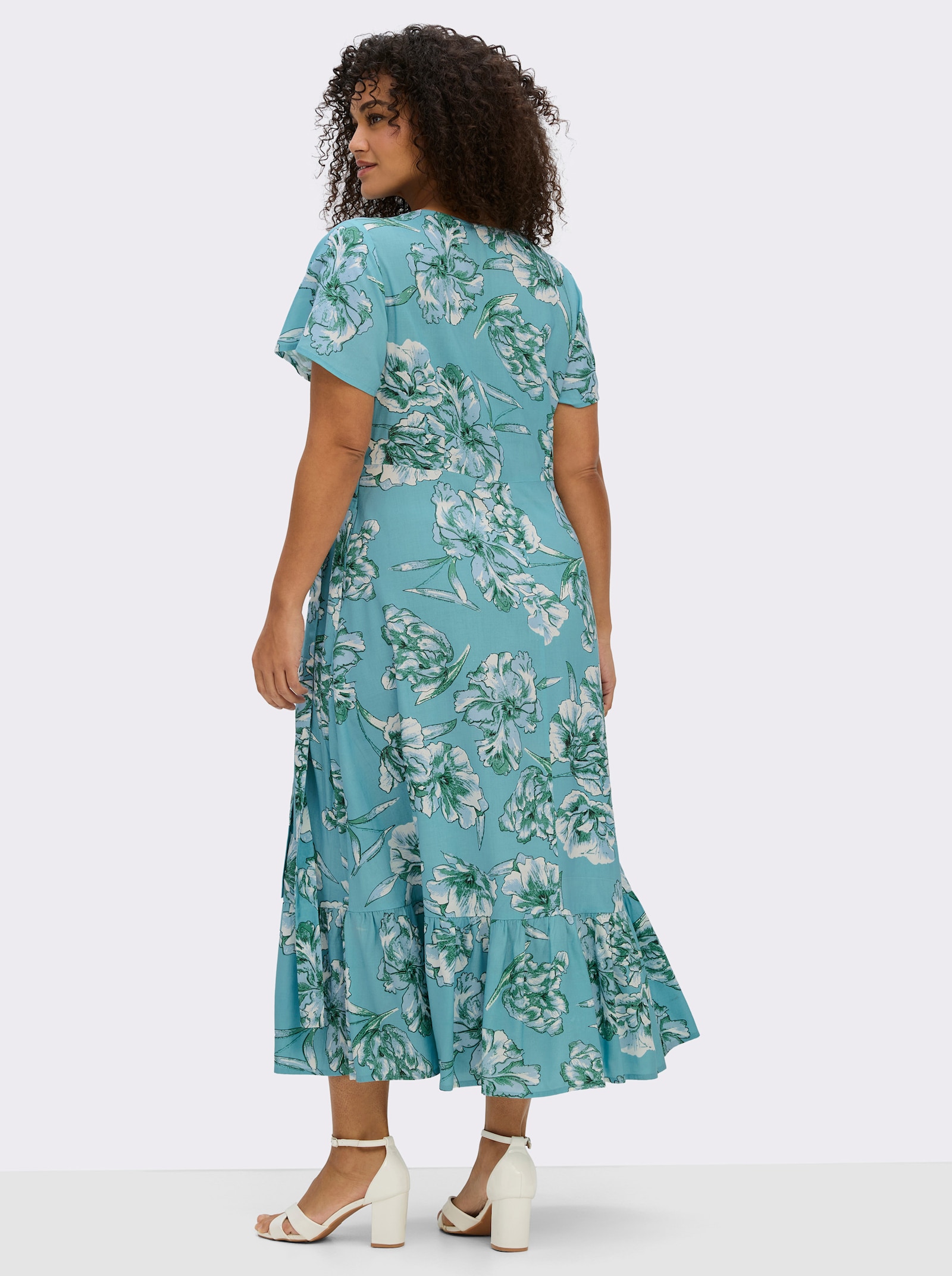 sheego by Joe Browns Wickelkleid mit Volant am Saum - aquamarin-smaragd-gemustert
