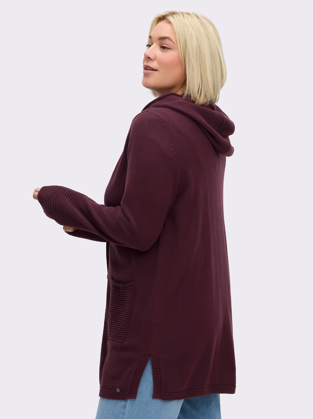 sheego veste en tricot - lie-de-vin