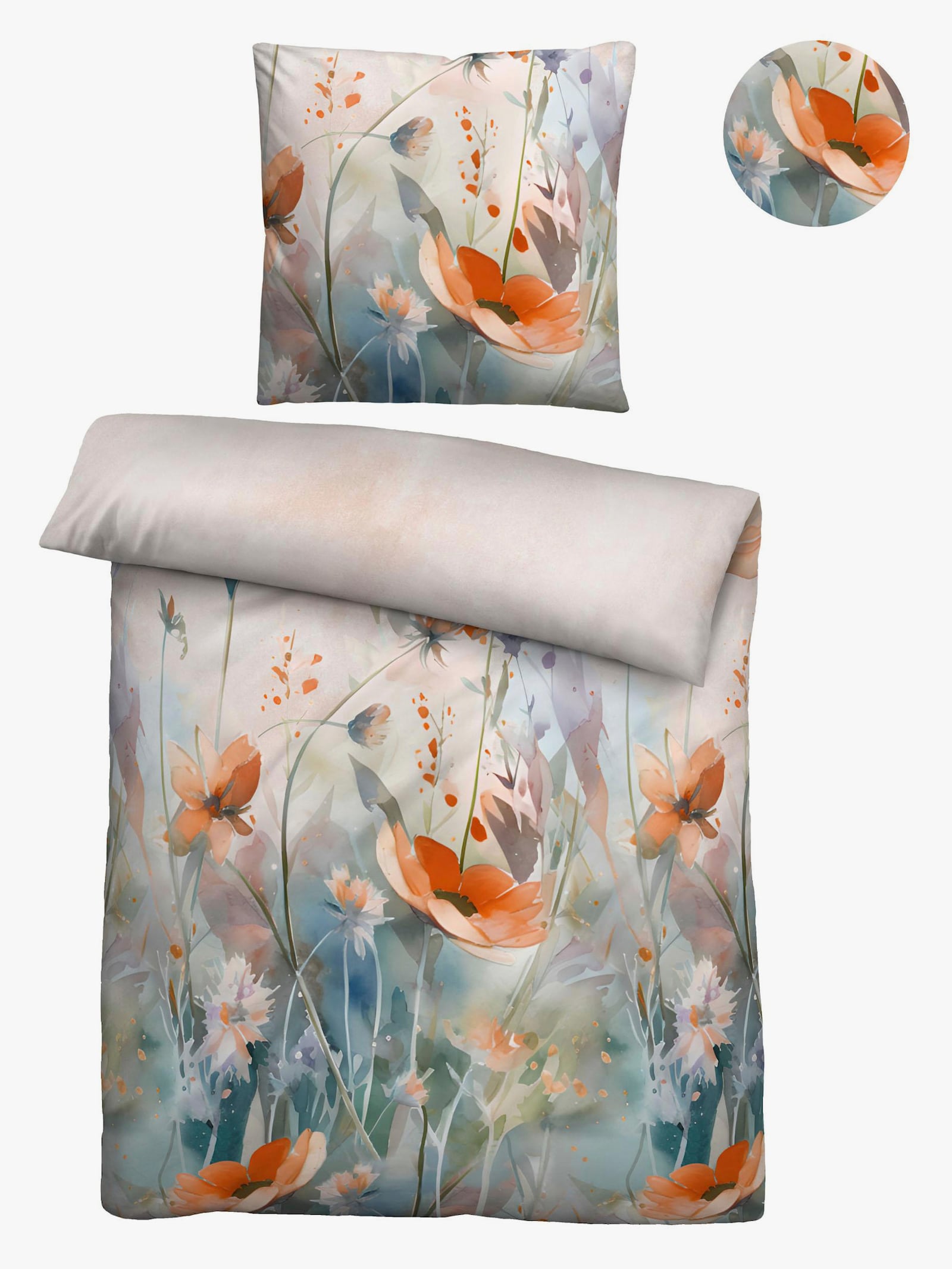 Biberna Bettwäsche - orange-bedruckt