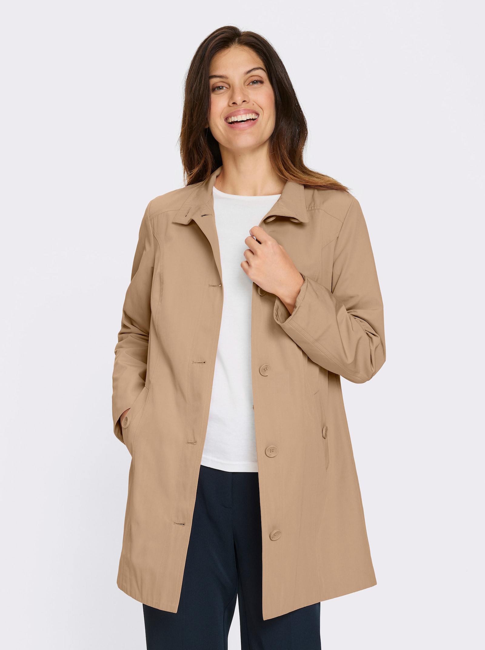 Longjacke mit Gehschlitz hinten - camel