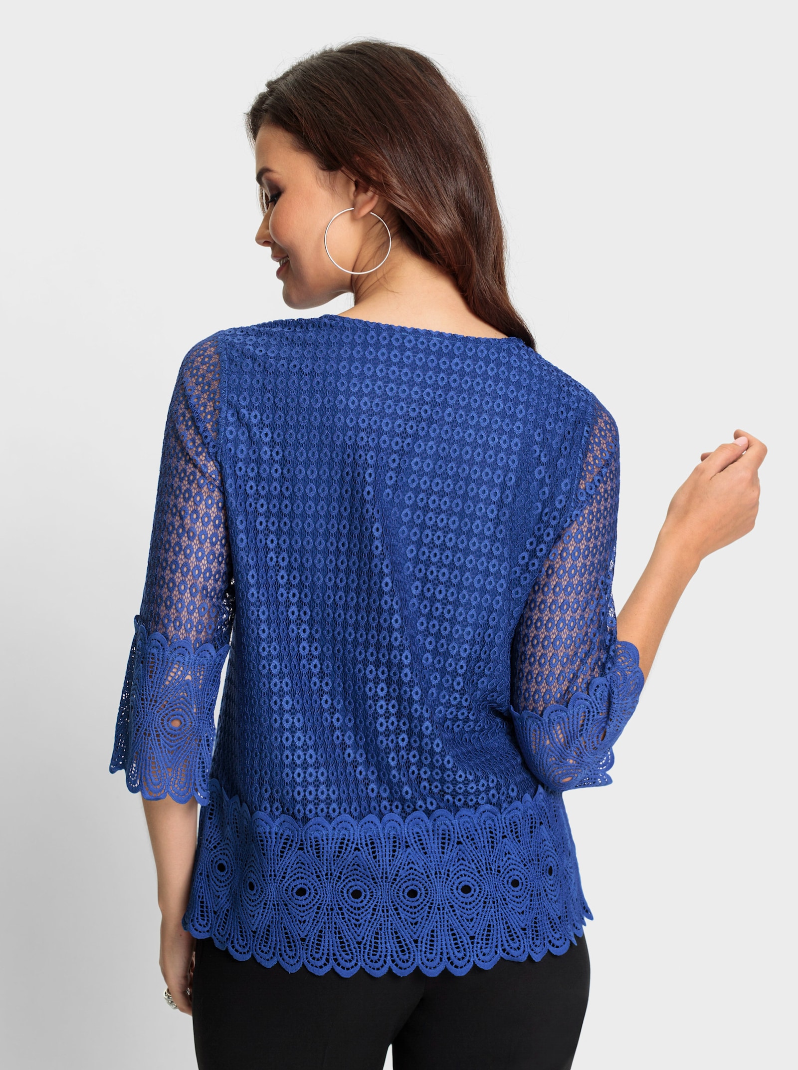 Spitzenshirt mit blickdichtem Futter - royalblau