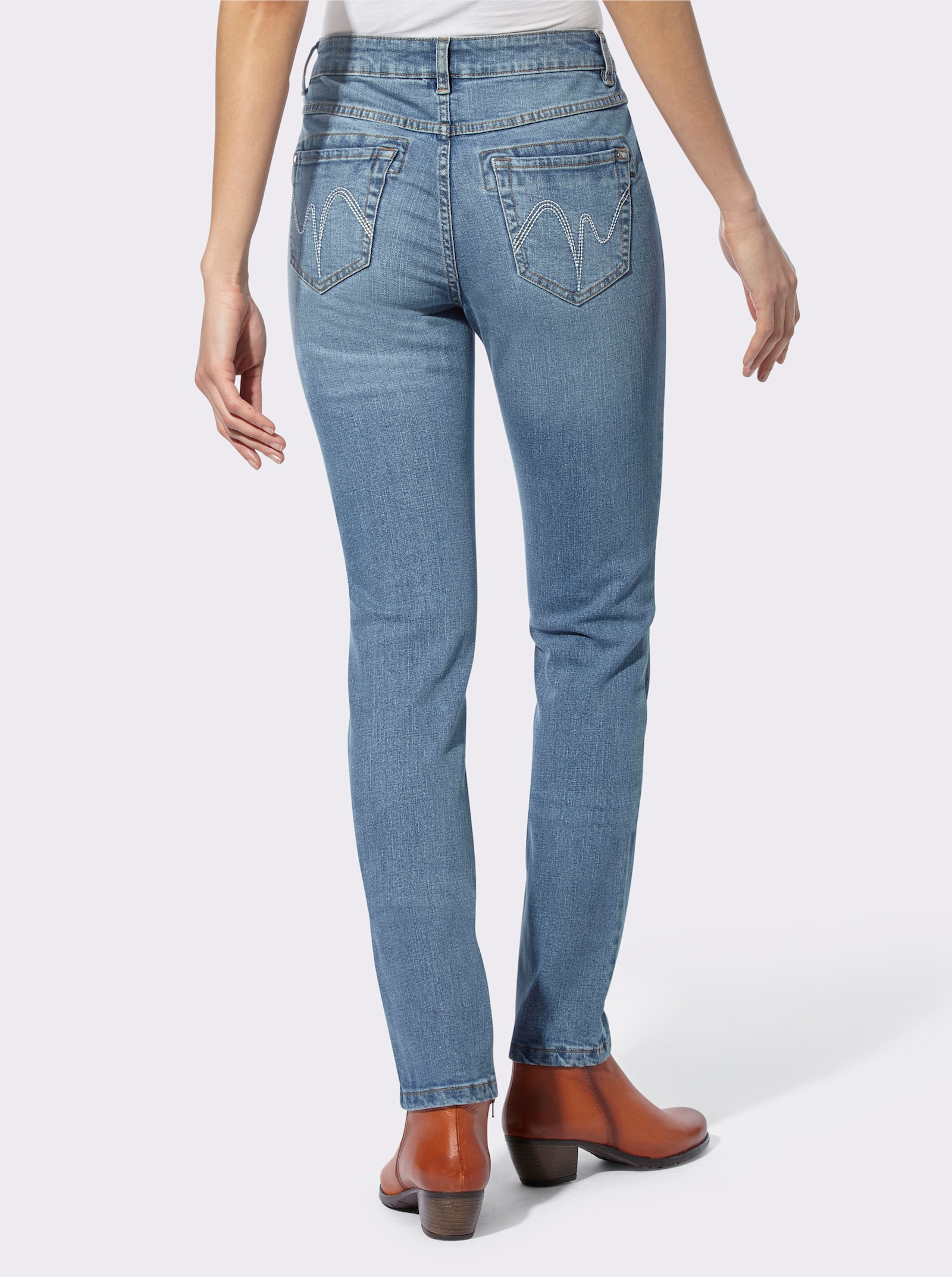 heine Push-up-Jeans mit Zierband - blue-bleached