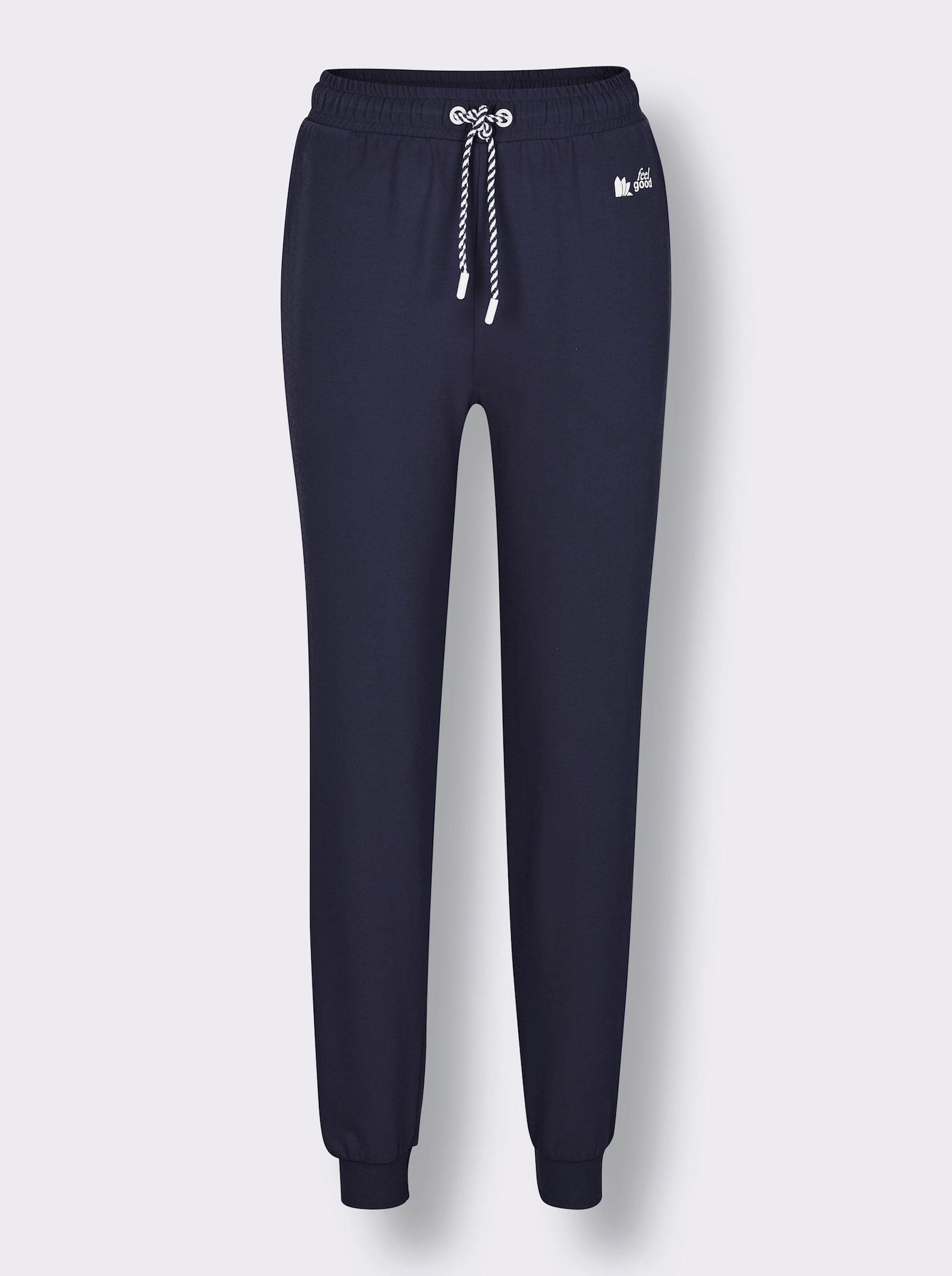 feel good Dehnbund-Hose mit Saumbündchen - marine-weiß