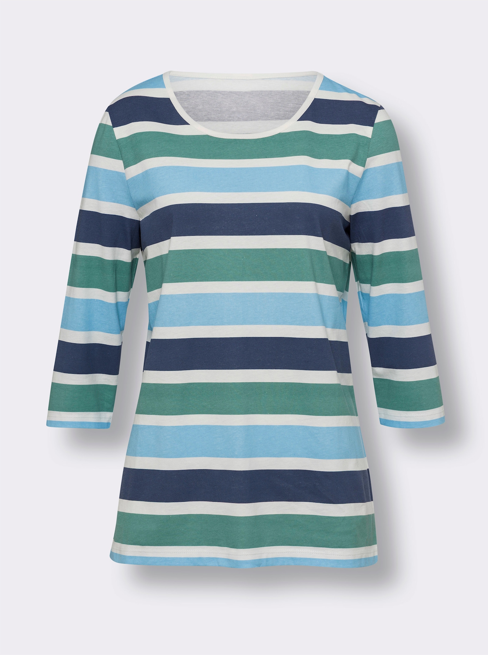 3/4-Arm-Shirt im Ringelmuster - ecru-salbei-geringelt