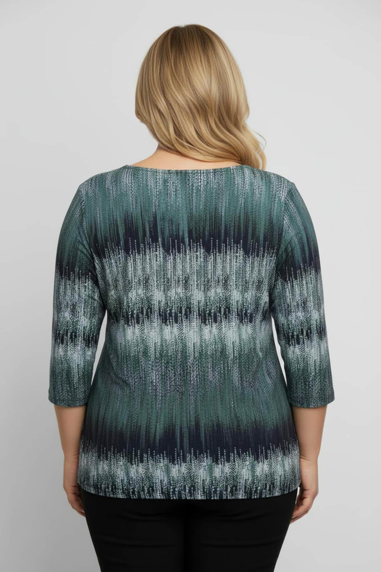 Rundhalsshirt mit 3/4-Ärmeln - marine-apfel-bedruckt