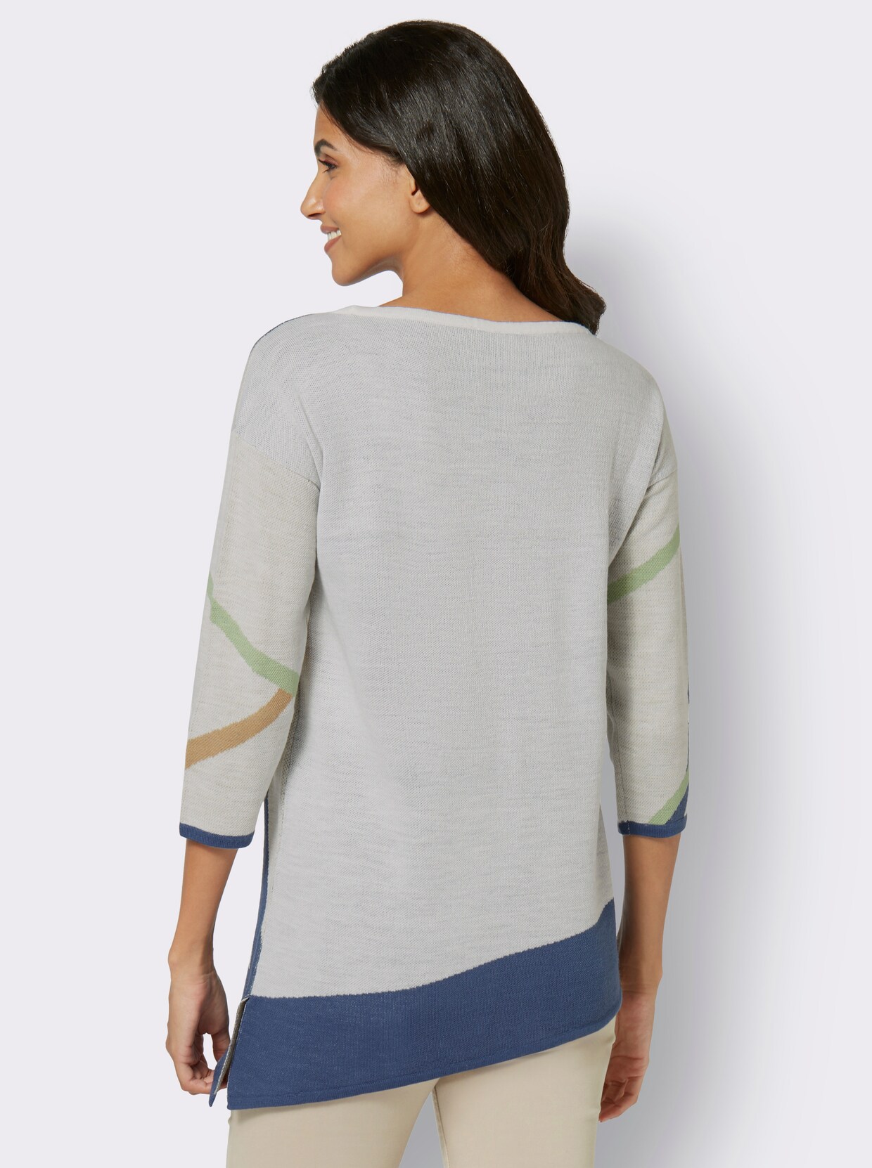 Pullover met 3/4-mouwen - ecru gedessineerd