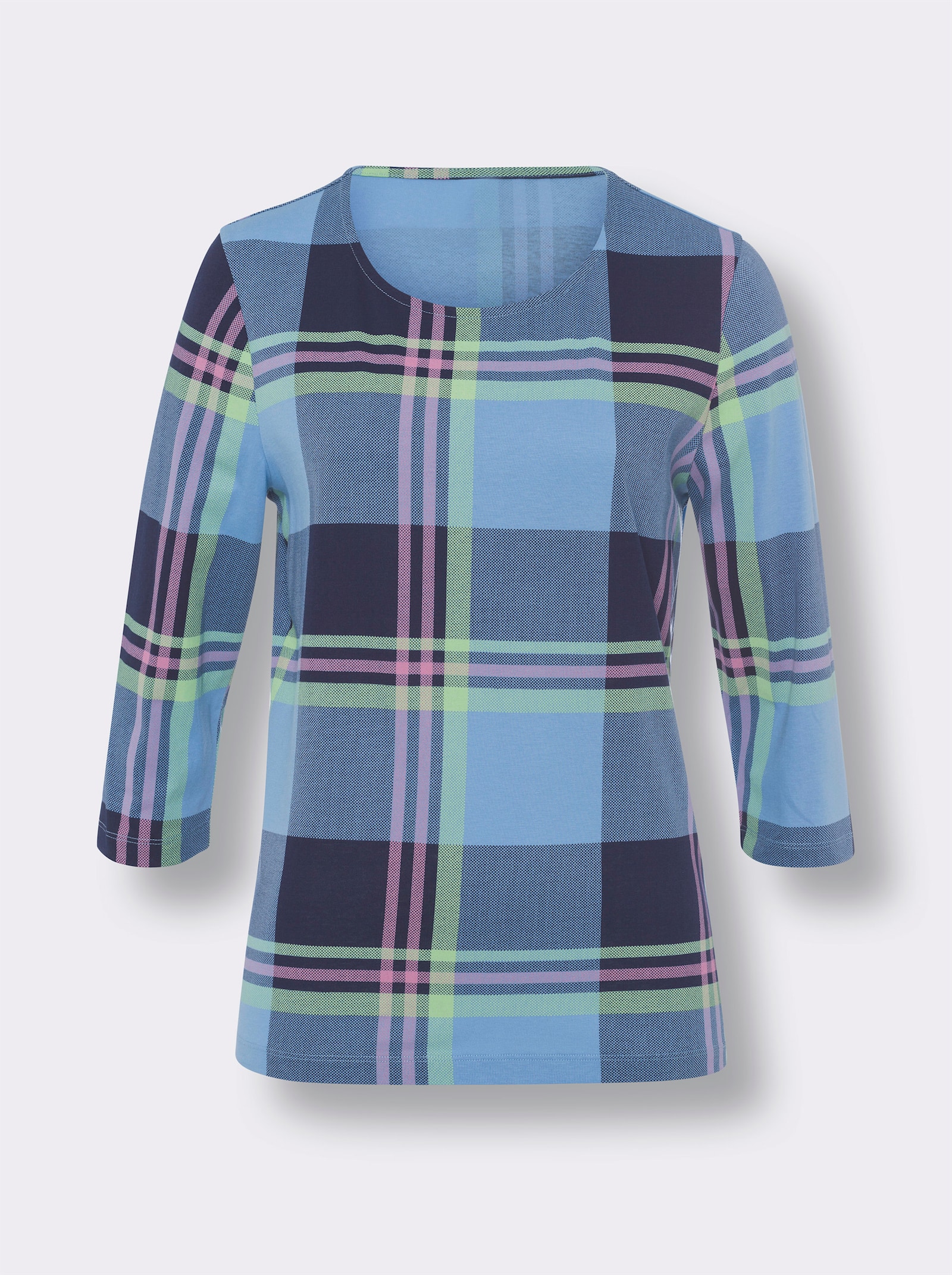 3/4-Arm-Shirt im Karo-Dessin - himmelblau-marine-kariert