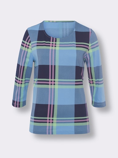 3/4-Arm-Shirt - himmelblau-marine-kariert
