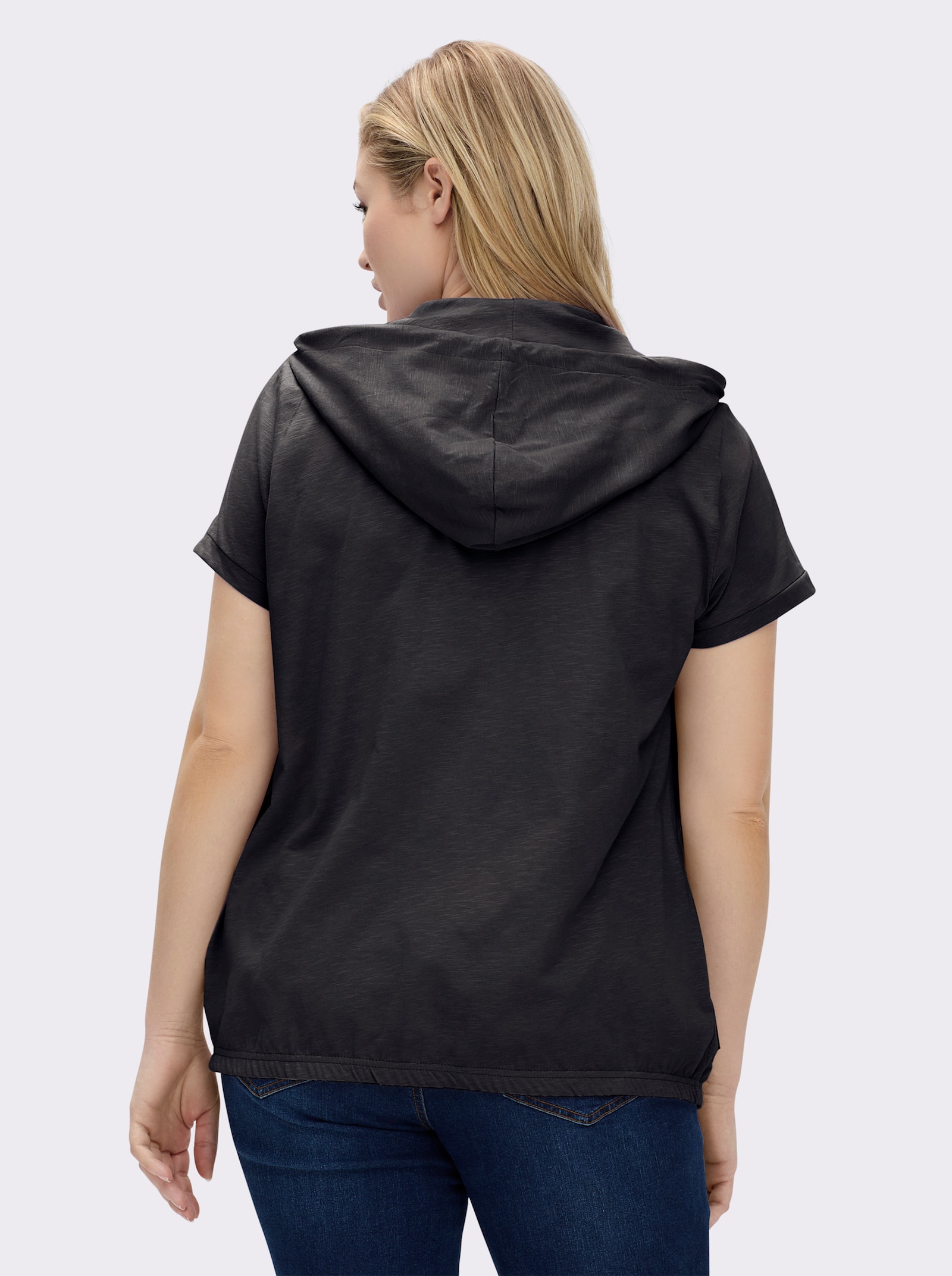 Sweatjacke mit Nahttaschen - schwarz