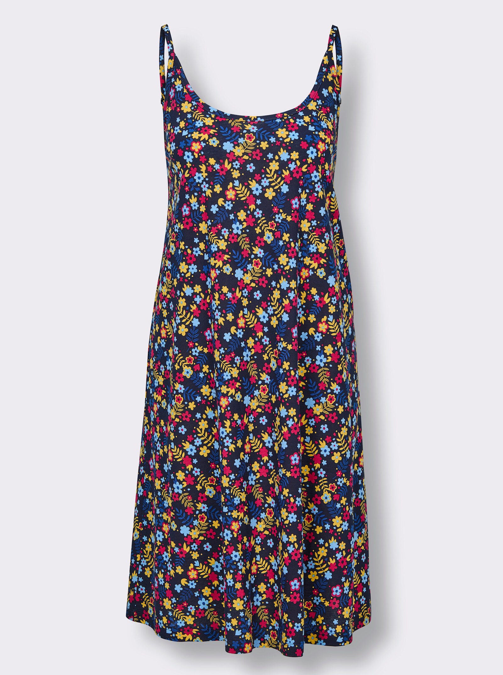 feel good Sommerkleid mit Spaghettiträgern - marine-bedruckt