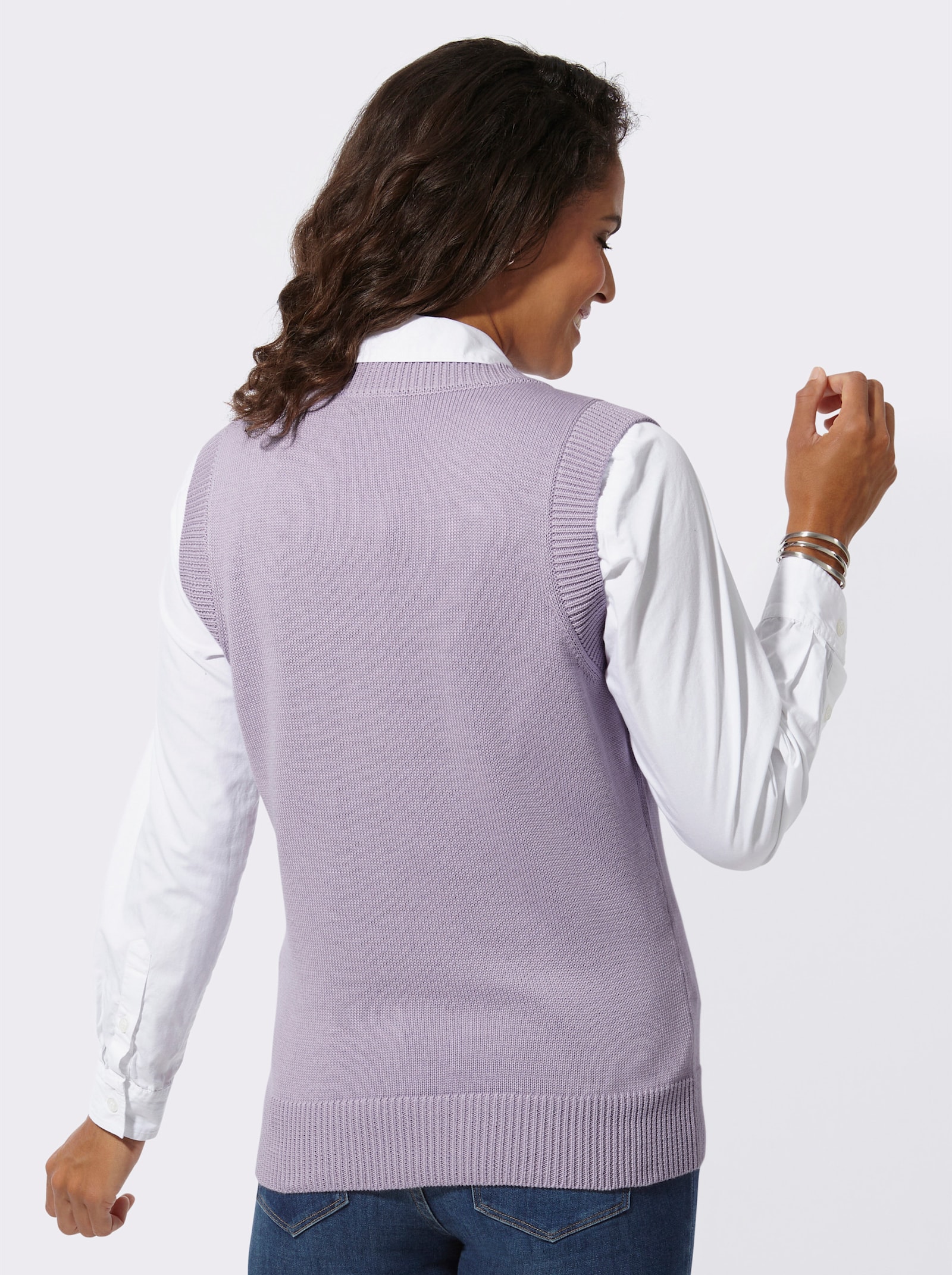 Pullunder mit Ripp-Abschlüssen - flieder