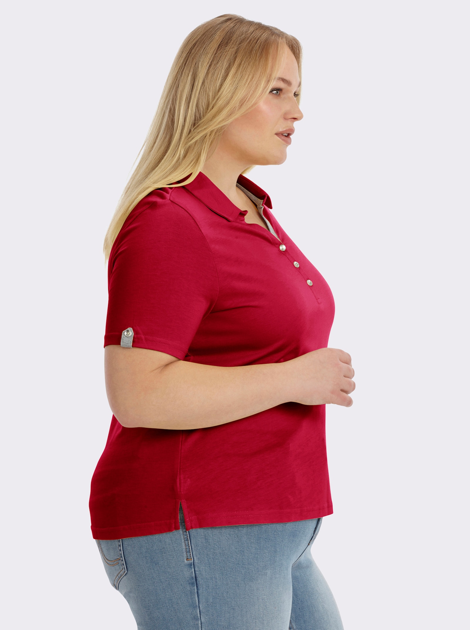 Poloshirt mit Zierriegel - rot