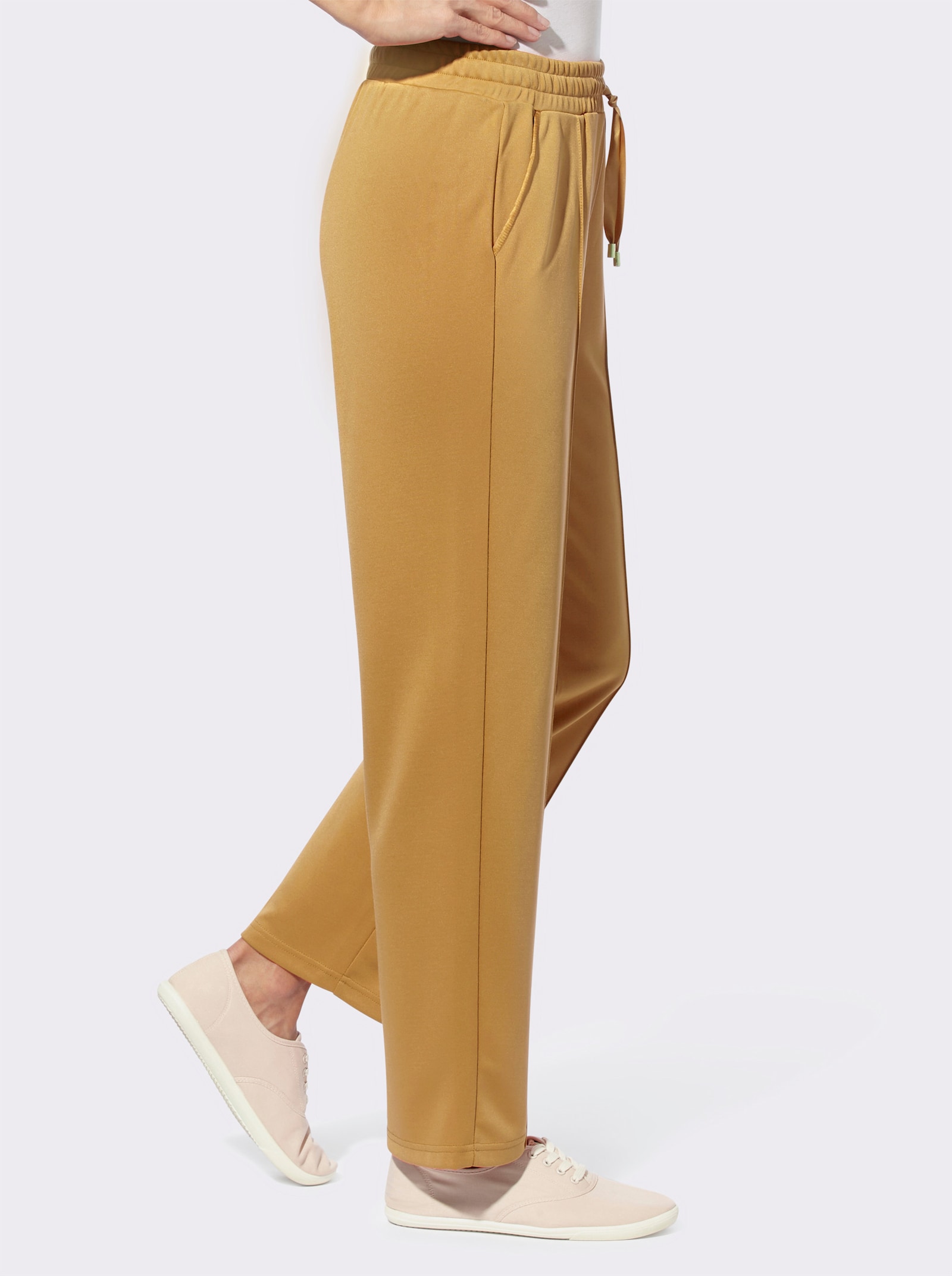 Jerseyhose mit Satin-Details - ocker