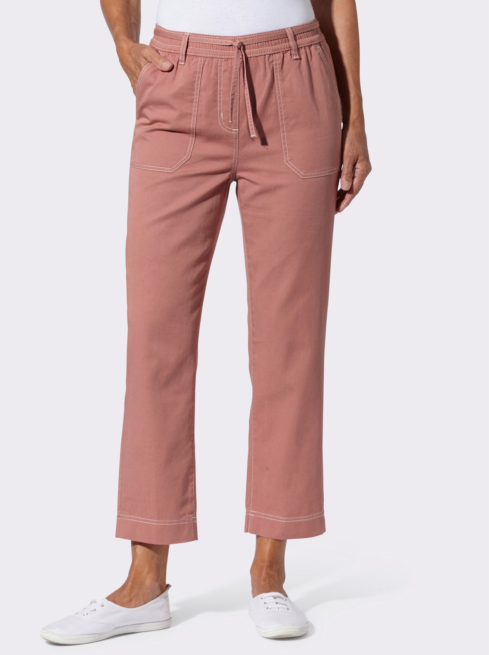 7/8-Jeans mit Rundum-Dehnbund - rosenholz