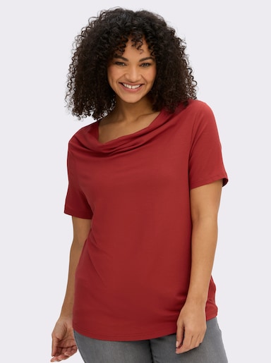 Wasserfallshirt mit kurzen Ärmeln - zimt