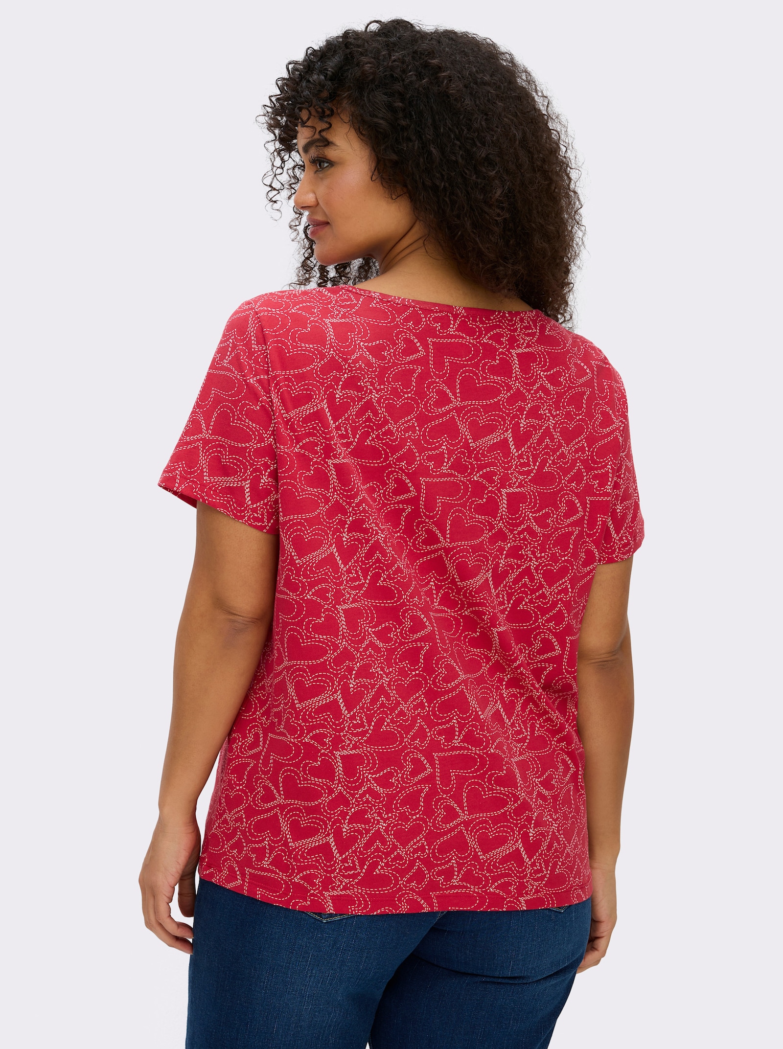 T-Shirt mit Herzchen-Dessin - erdbeere-bedruckt