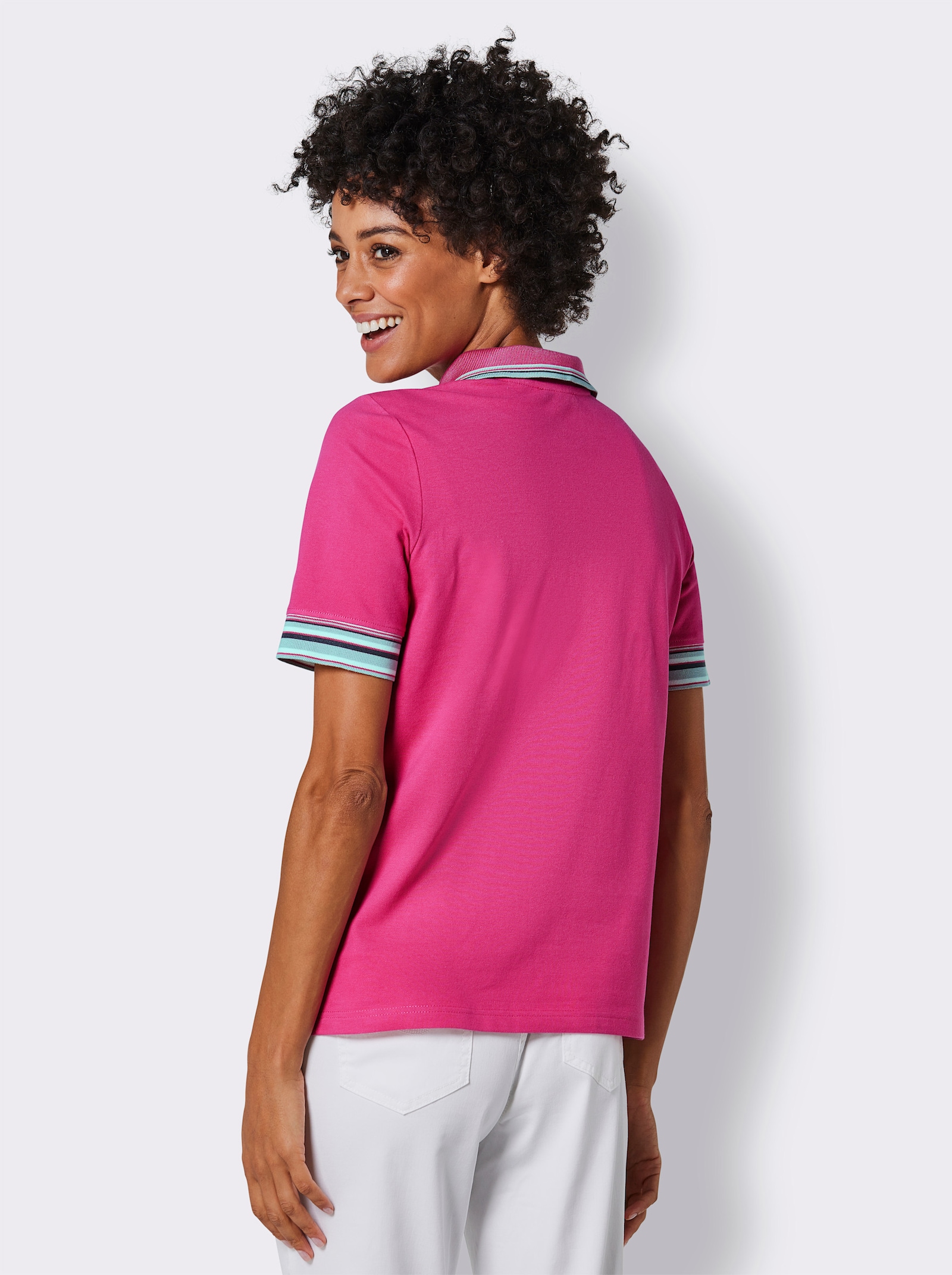 CREATION L PREMIUM Poloshirt in Pikee-Qualität - fuchsia