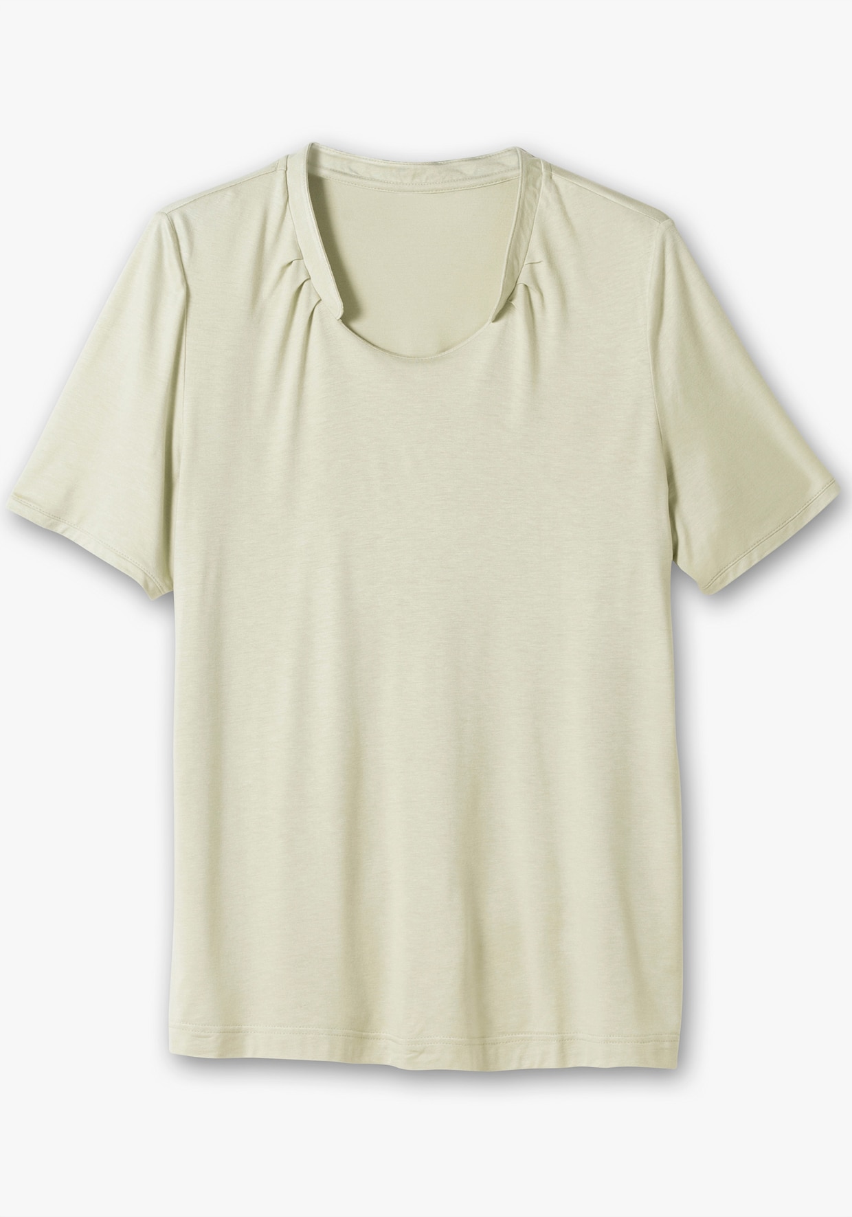 Kurzarmshirt mit Falten vorne - pistazie