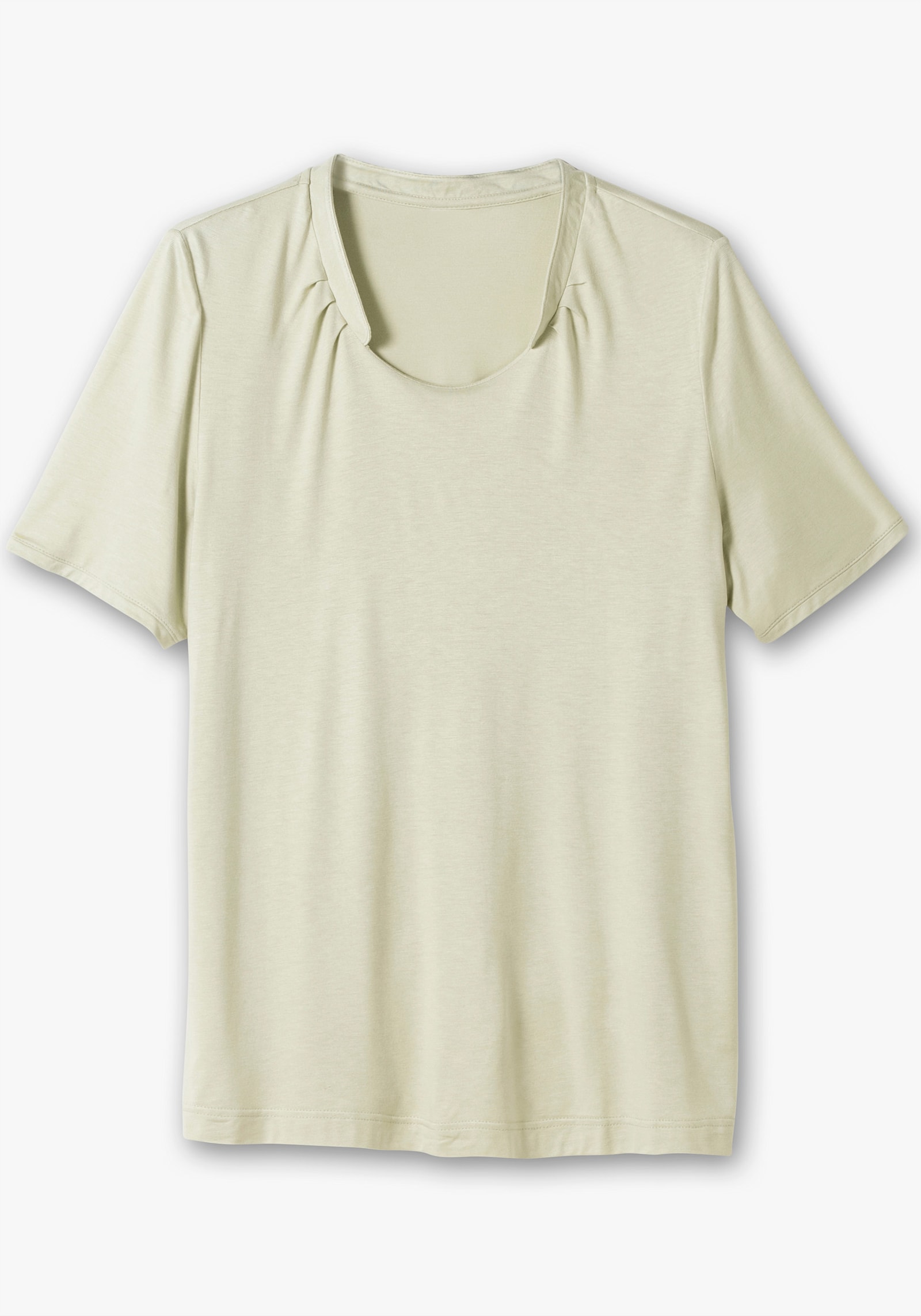 Kurzarmshirt mit Falten vorne - pistazie