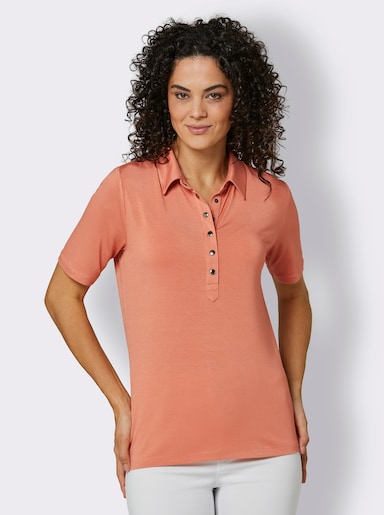 CREATION L PREMIUM Poloshirt van hoogwaardig viscose - papaya