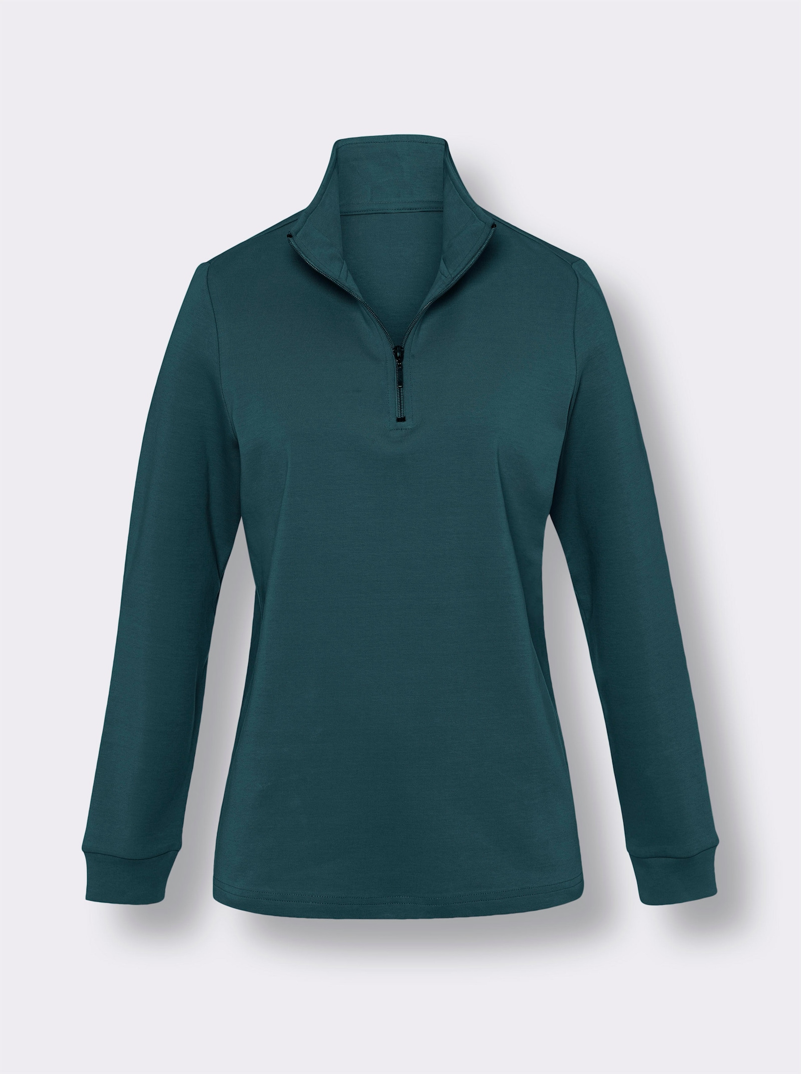 Sweatshirt mit Reißverschluss am Stehkragen - petrol