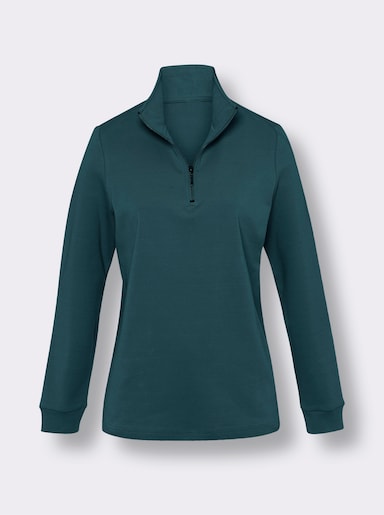 Sweatshirt mit Reißverschluss am Stehkragen - petrol