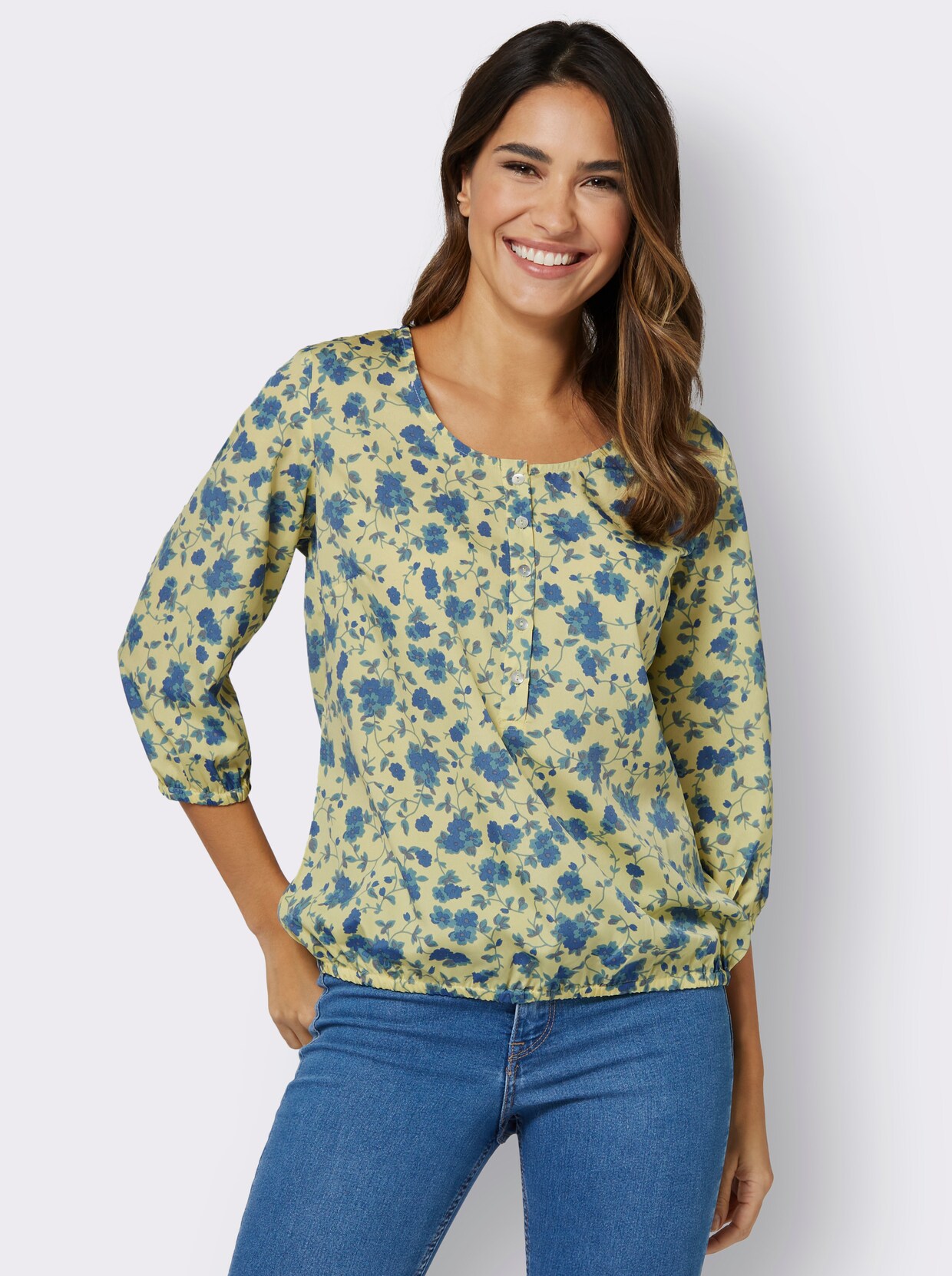 Druckbluse - zitrone-bedruckt