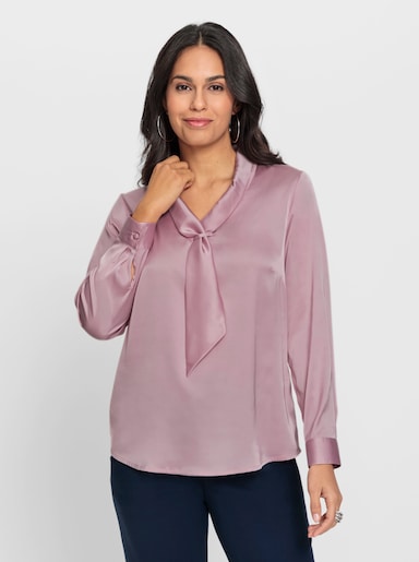 Satinbluse mit Schalkragen - rosé