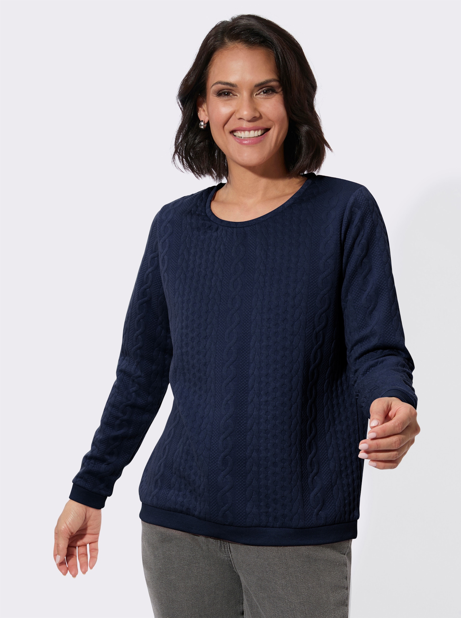 Langarmshirt mit Jacquard-Muster - marine