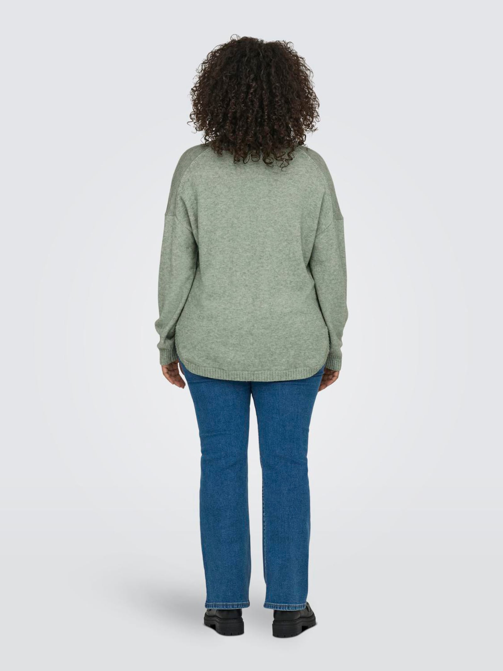 ONLY CARMAKOMA V-Ausschnitt-Pullover - basil detail:melange