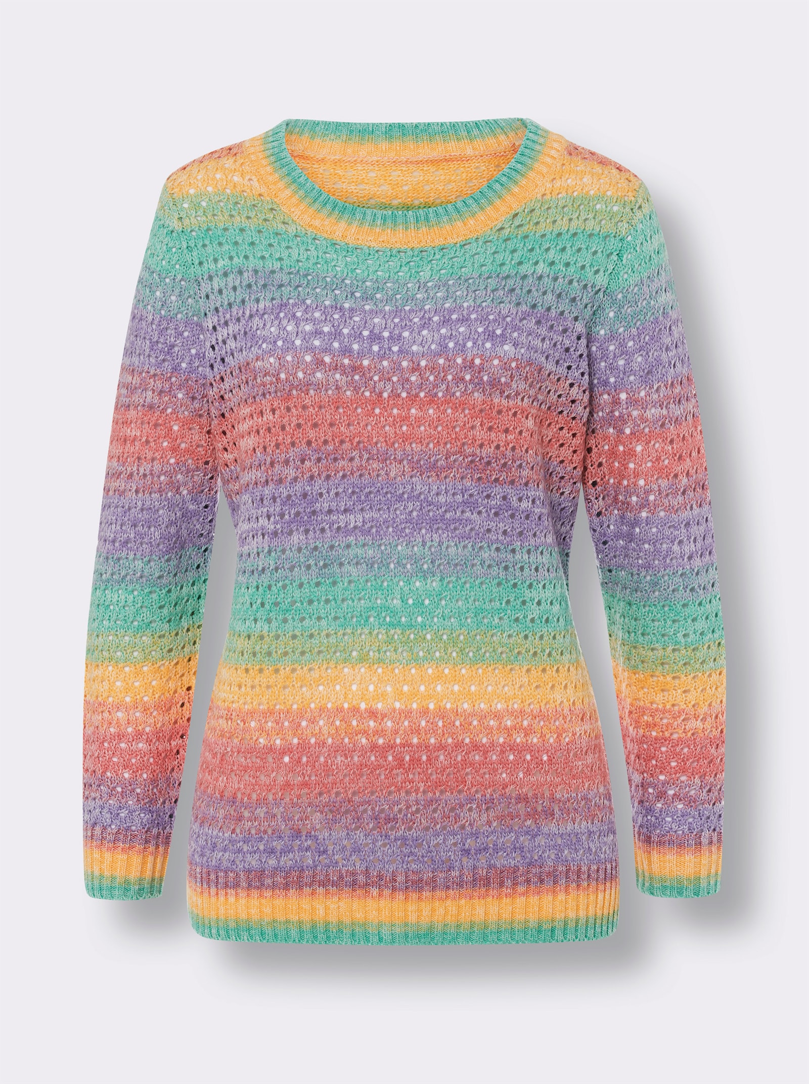 Ajourpullover mit Farbverlauf - lavendel-gemustert